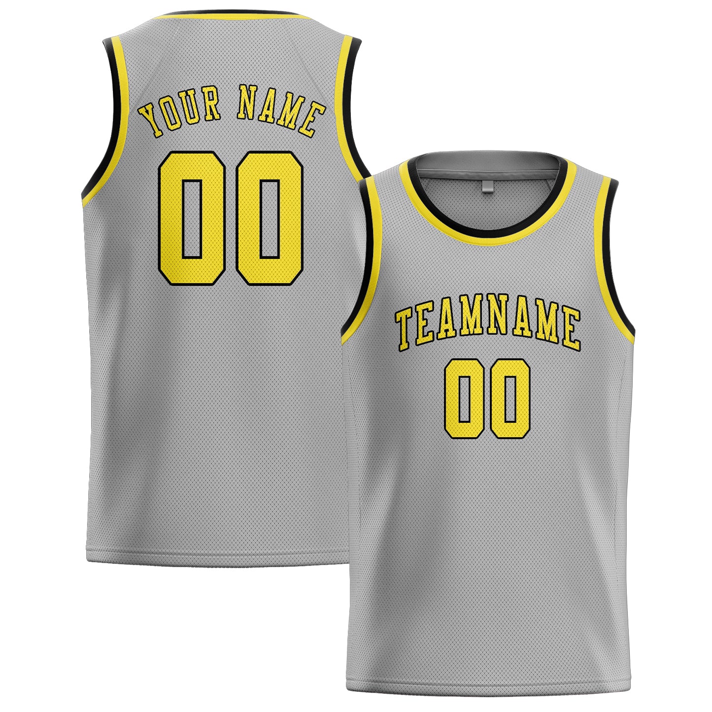 Custom Gray Light Yellow Basketball Jersey