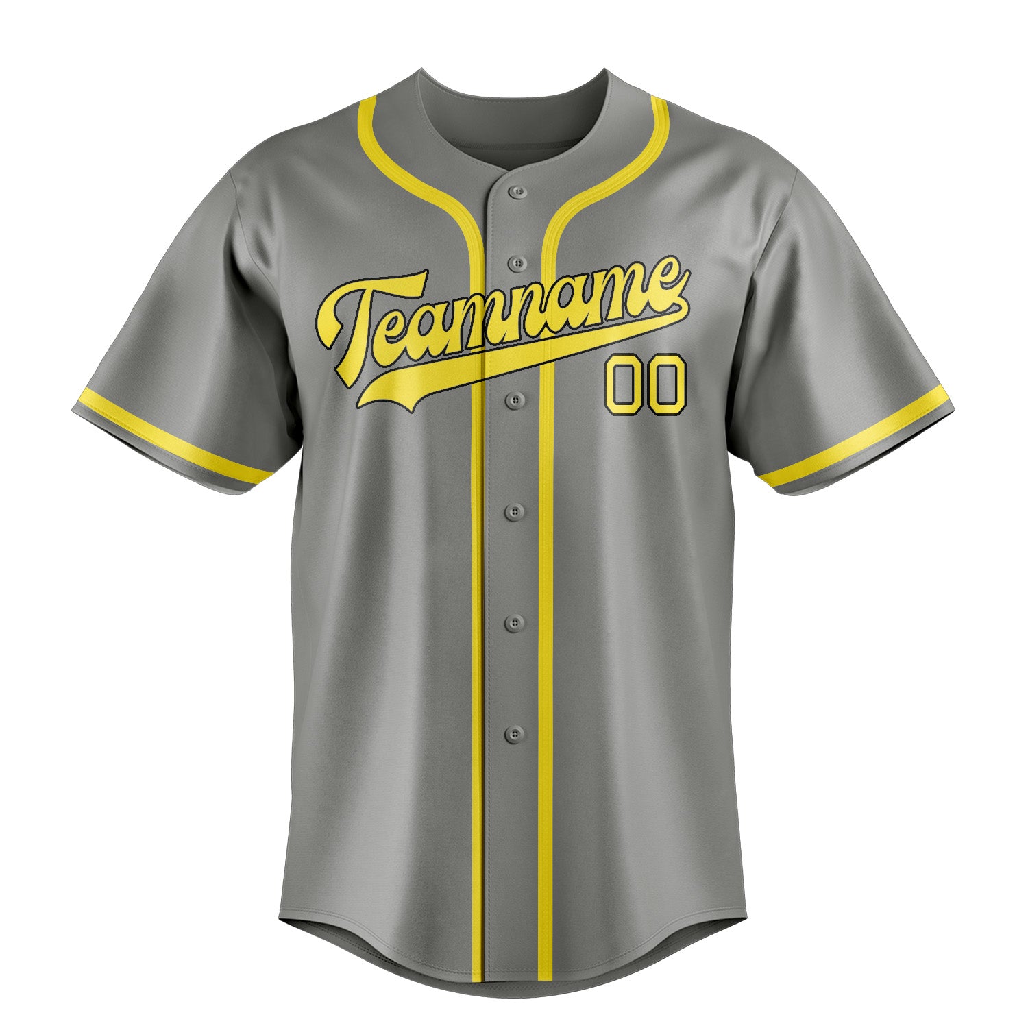 Custom Gray Light Yellow Baseball Jersey