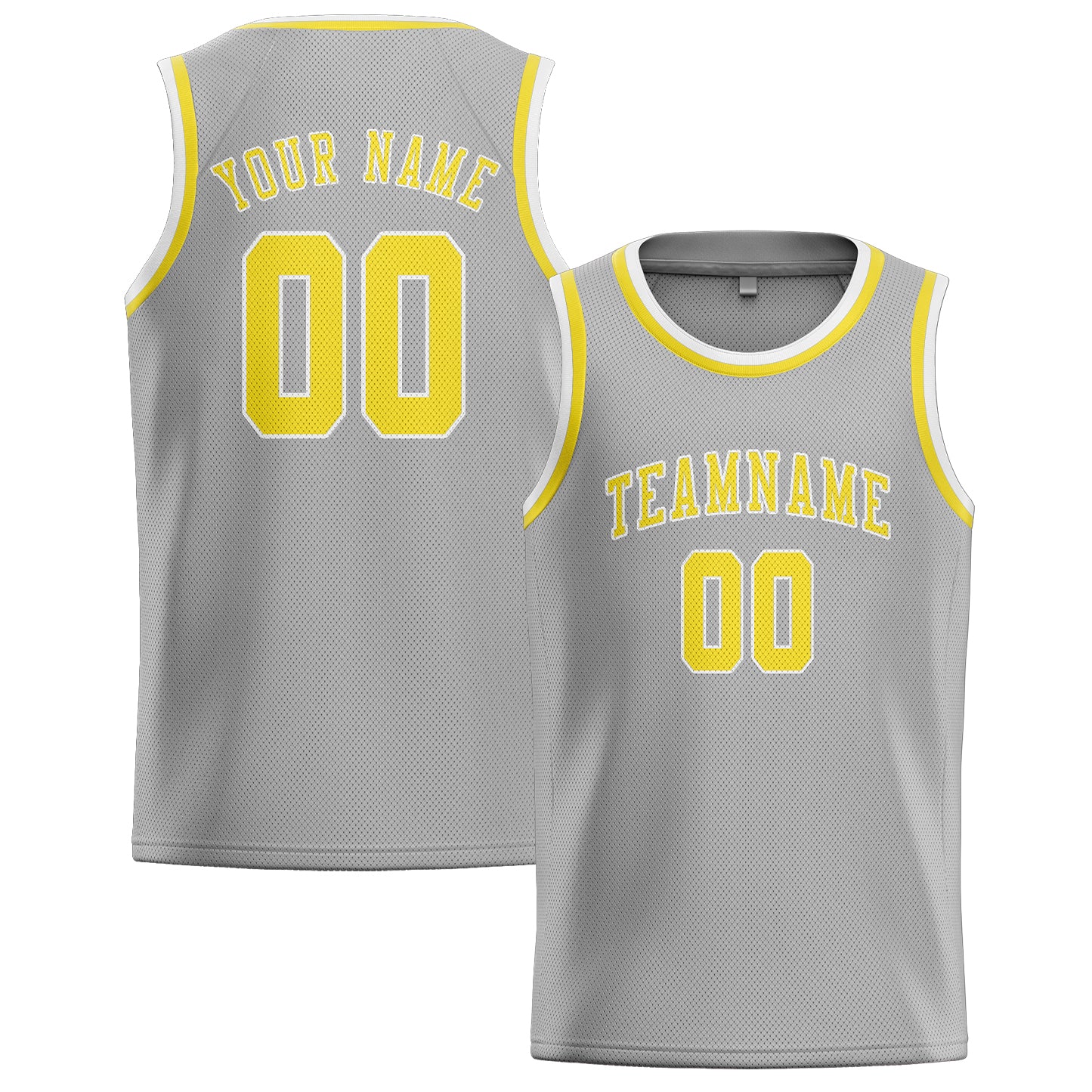 Custom Gray Light Yellow Basketball Jersey