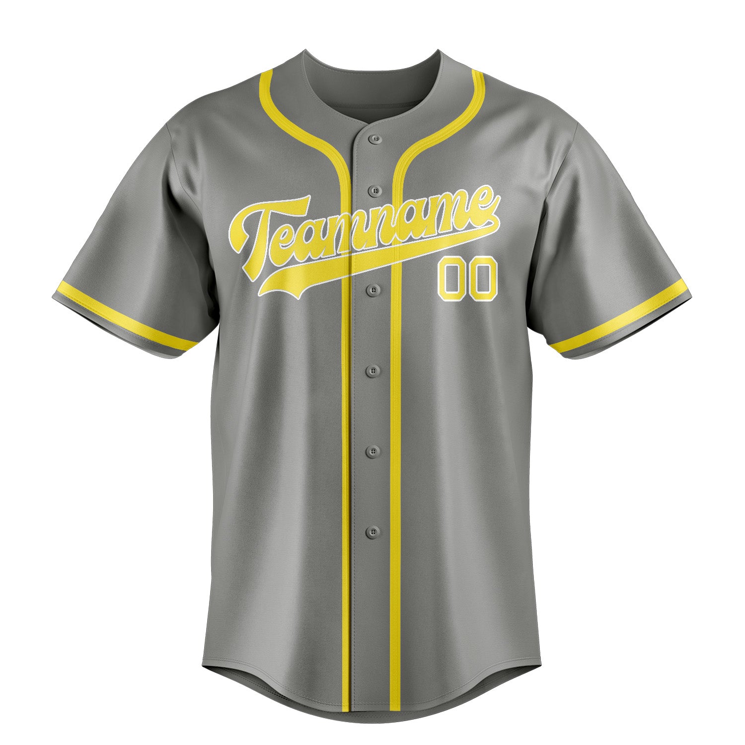 Custom Gray Light Yellow Baseball Jersey