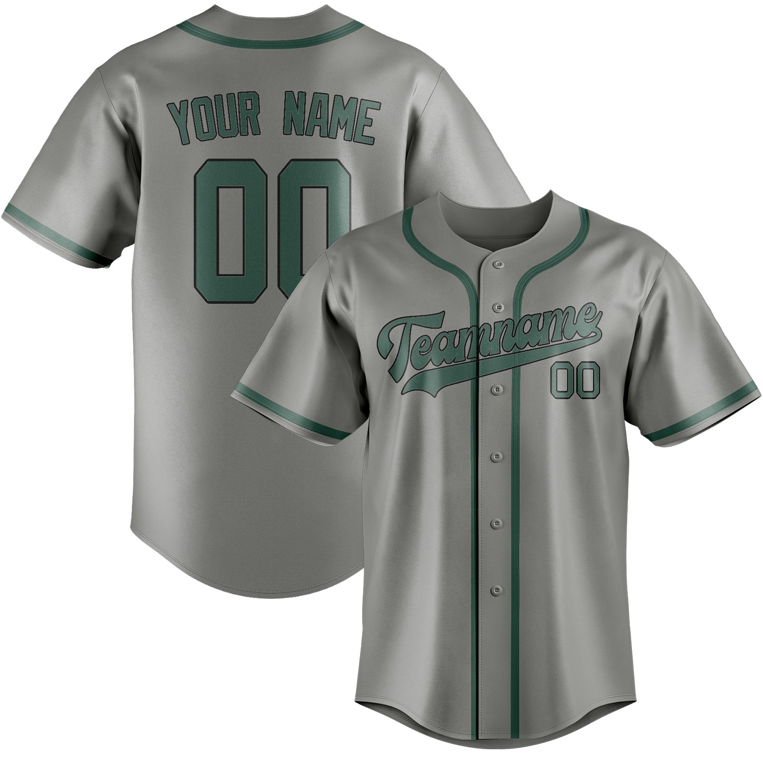 Custom Gray Blue Green Baseball Jersey