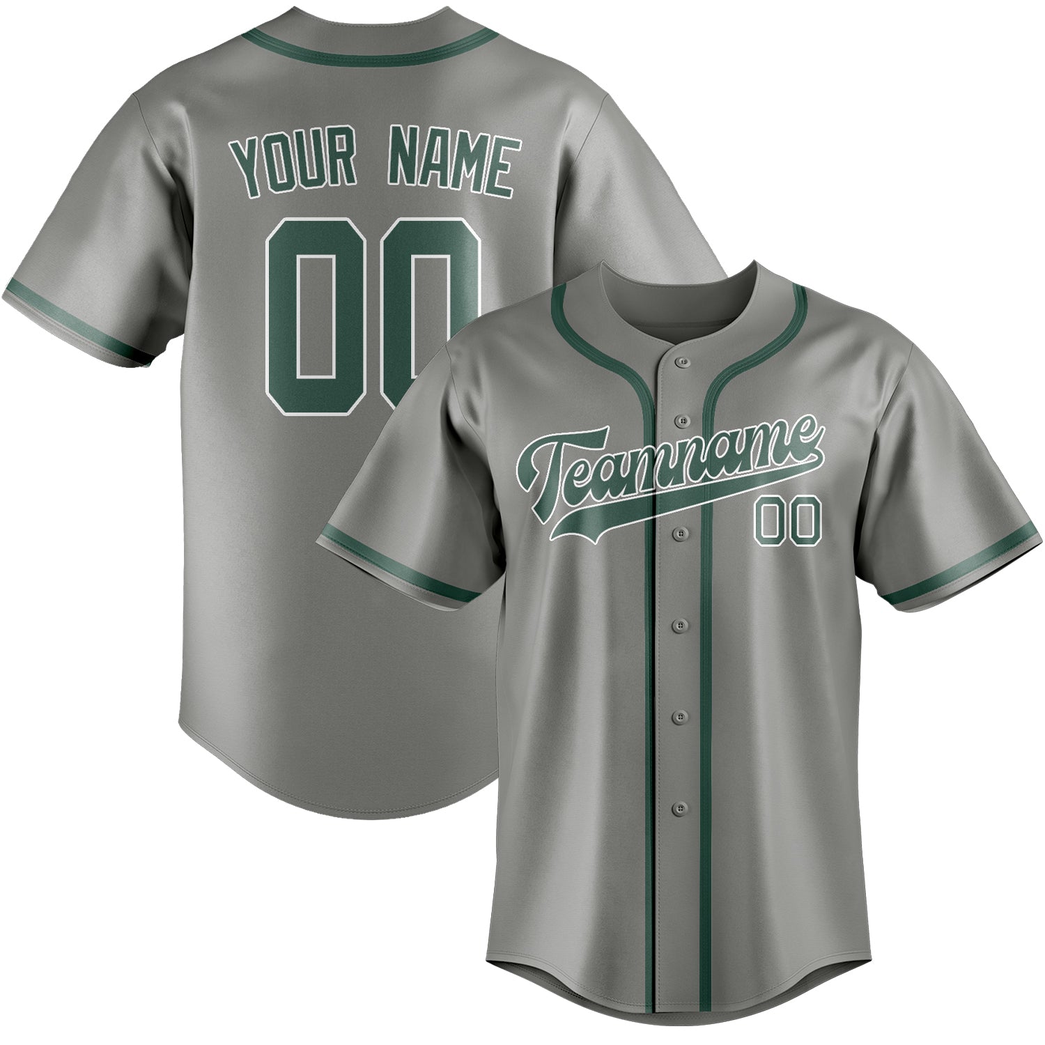 Custom Gray Blue Green Baseball Jersey