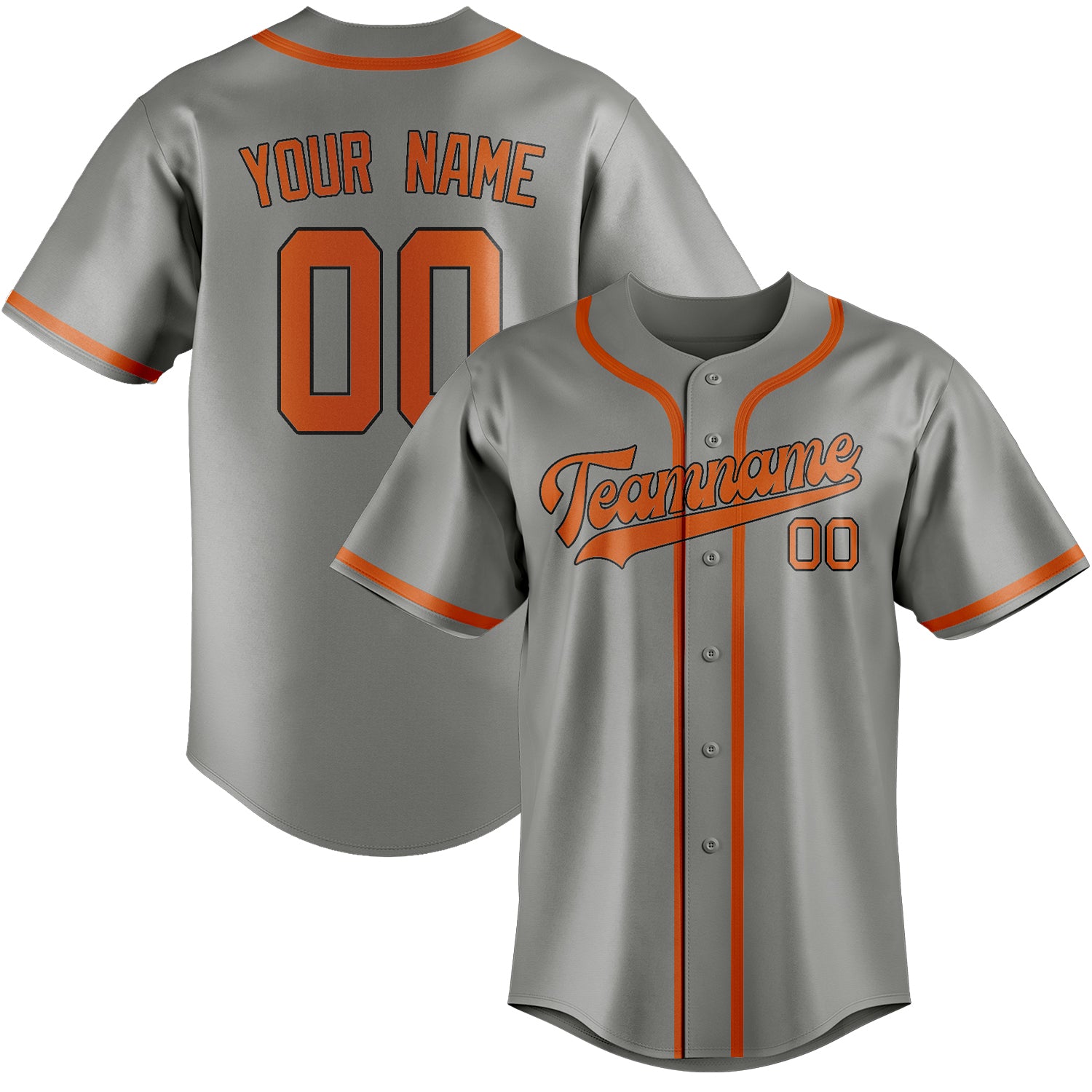 Custom Gray Orange Baseball Jersey