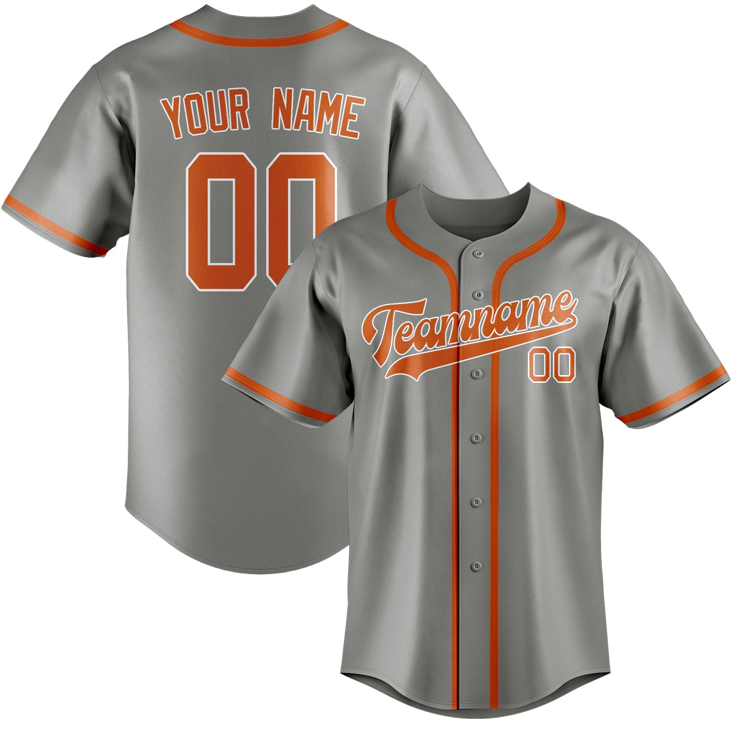 Custom Gray Orange Baseball Jersey