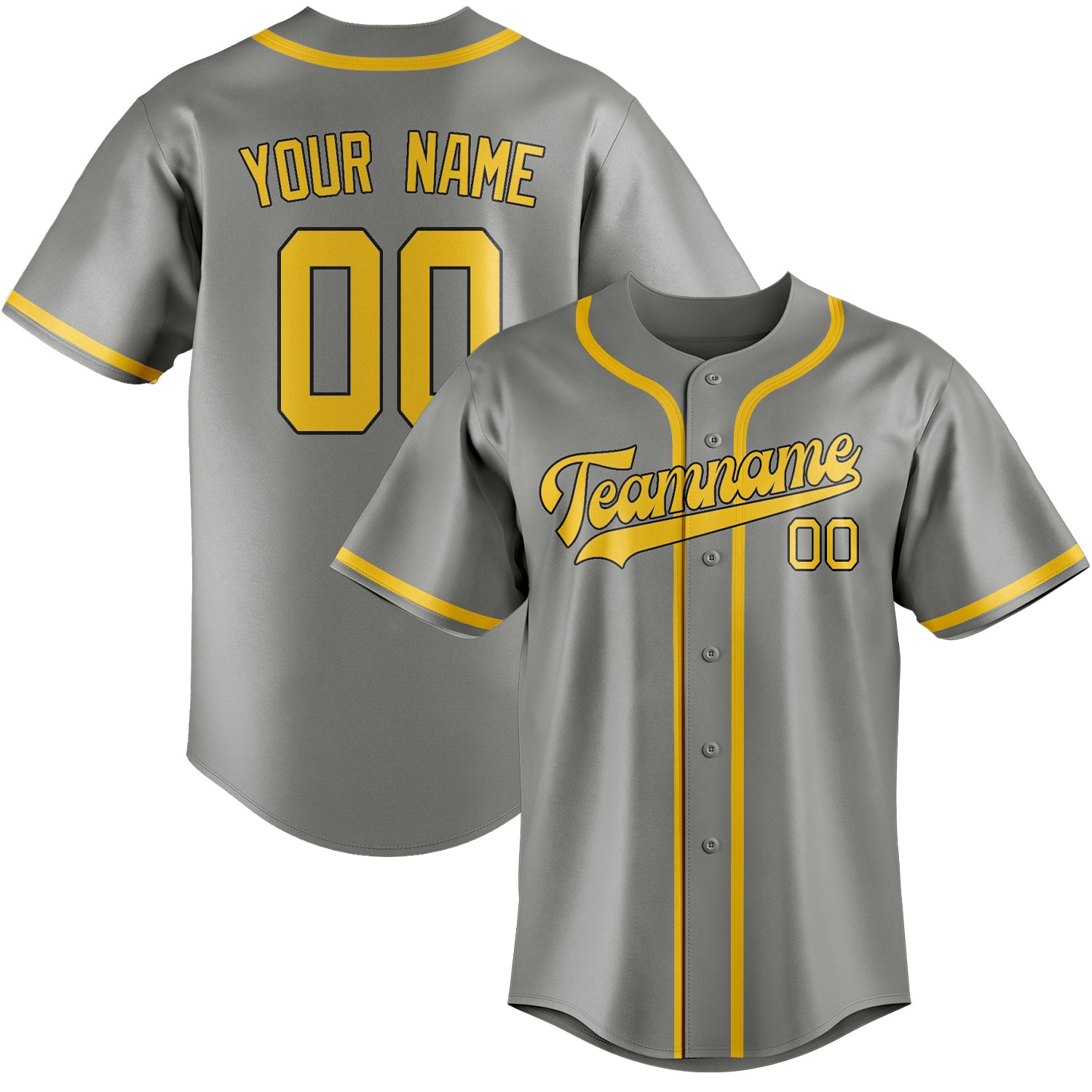 Custom Gray Gold Baseball Jersey
