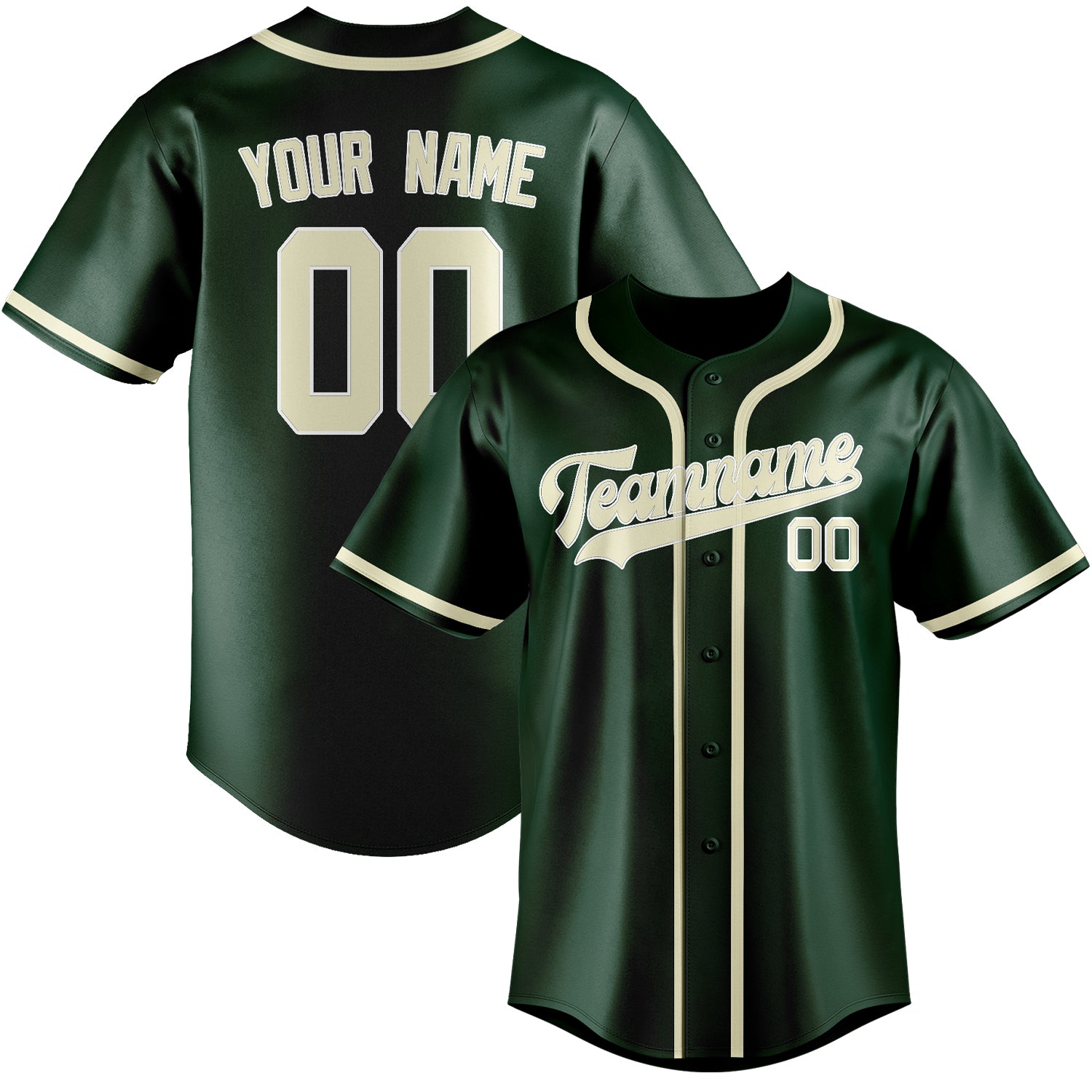 Custom Green Cream Baseball Jersey