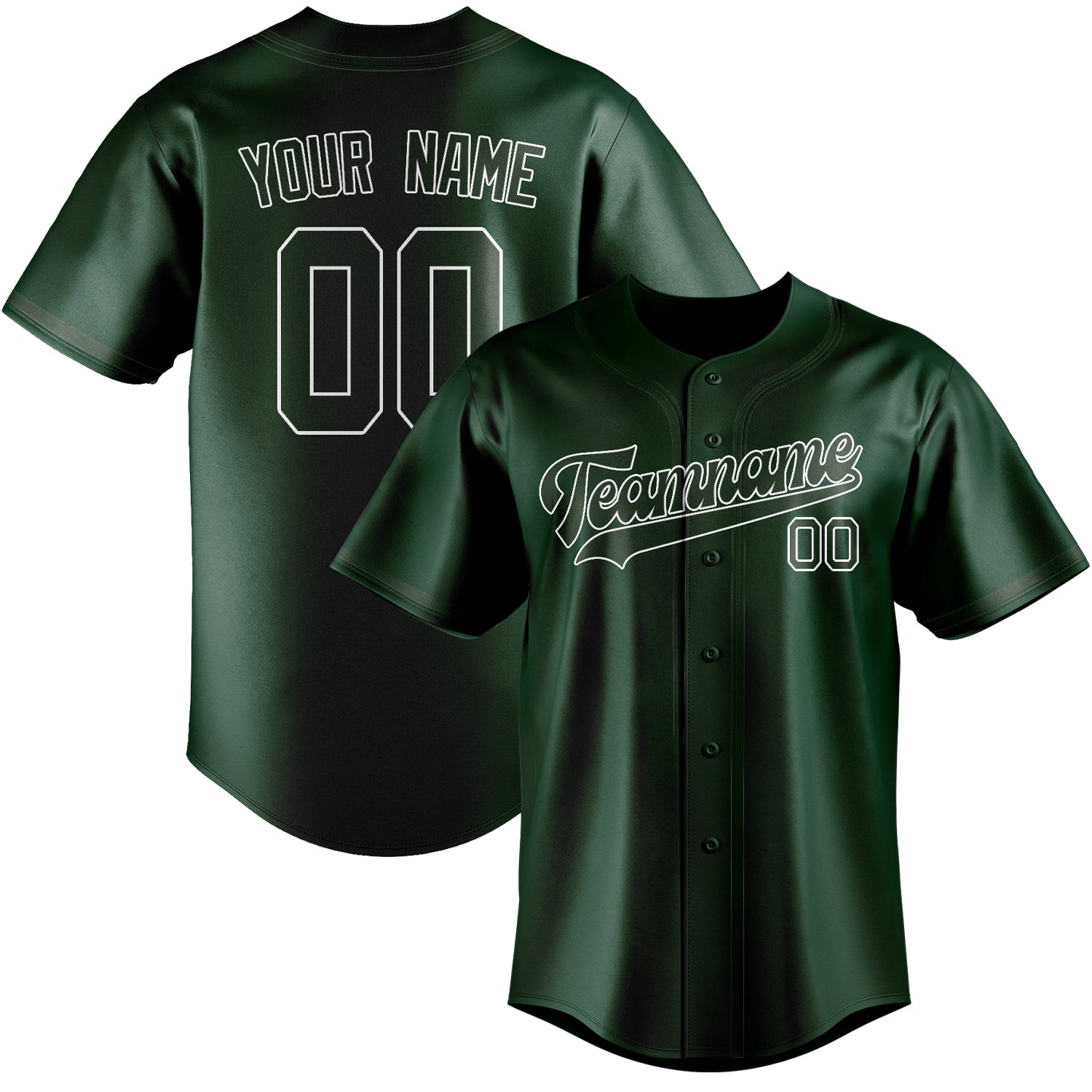 Custom Green Dark Green Baseball Jersey