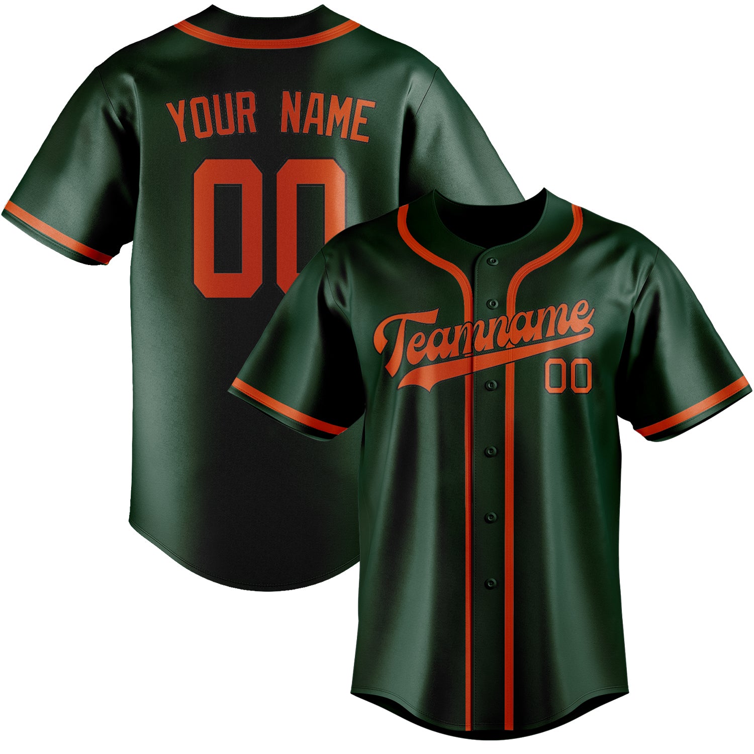 Custom Green Orange Red Baseball Jersey
