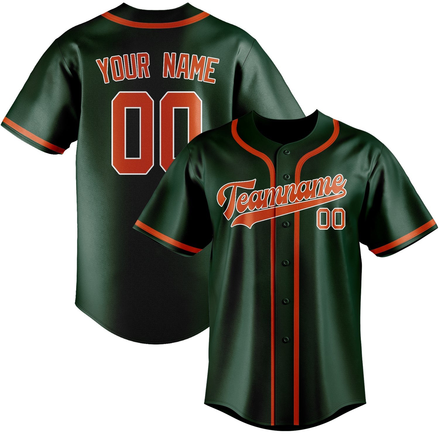 Custom Green Orange Red Baseball Jersey