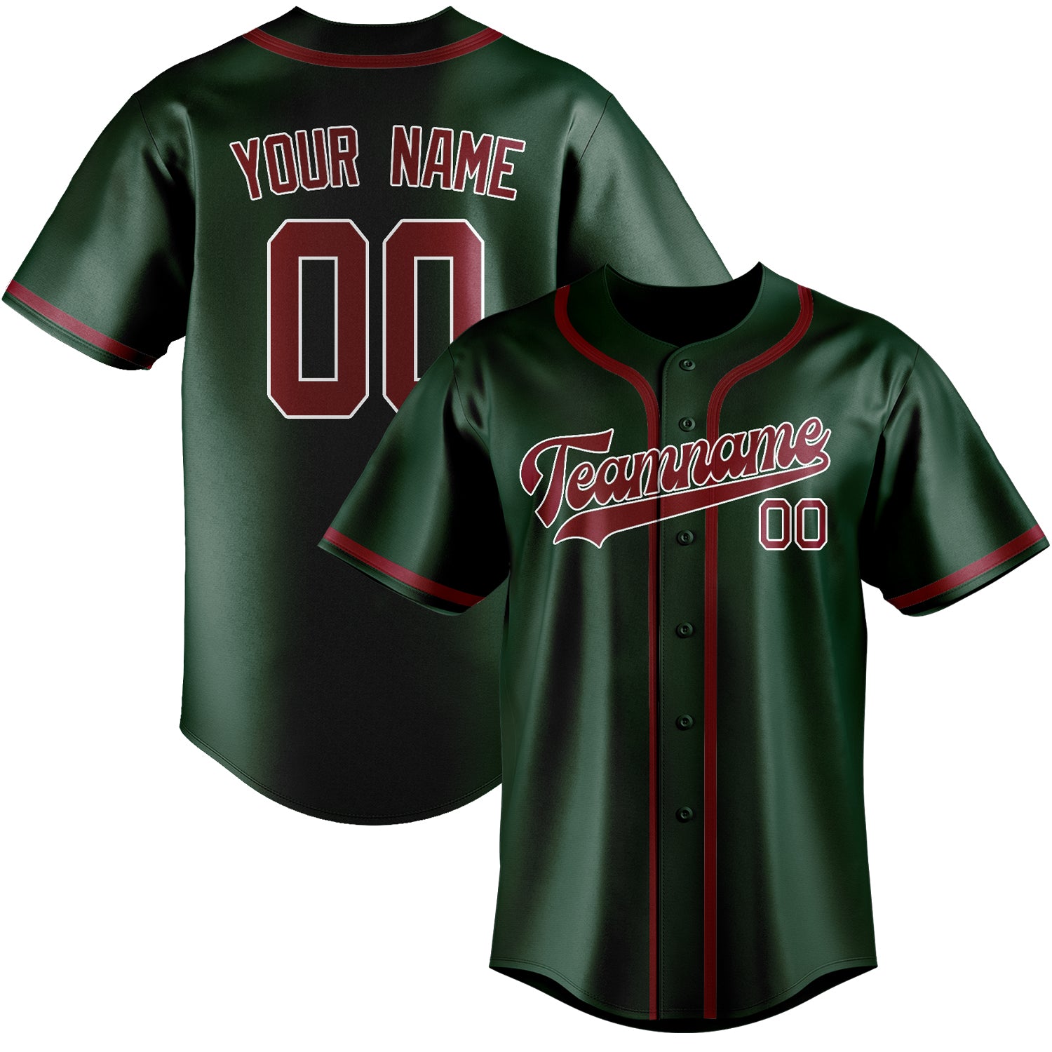 Custom Green Crimson Red Baseball Jersey