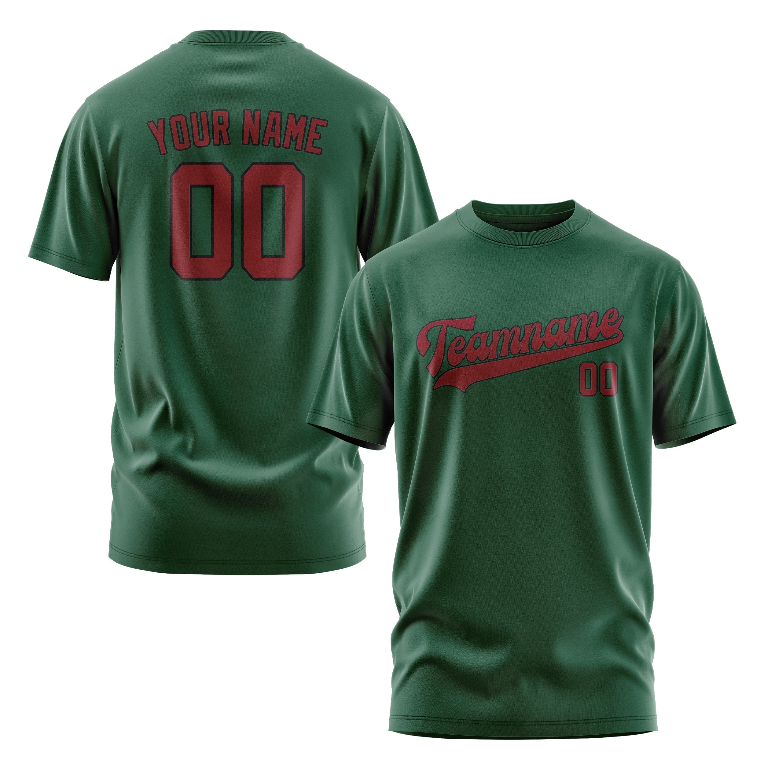 Custom Green Crimson Red T-Shirt