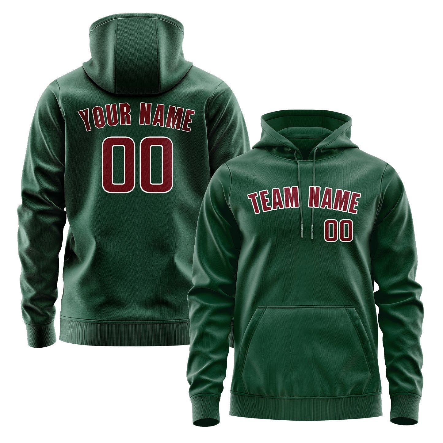 Custom Green Crimson Red Hoodie