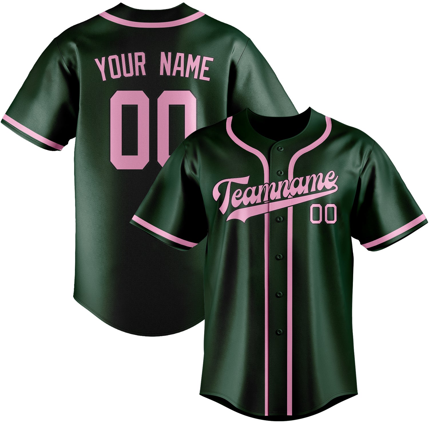 Custom Green Light Pink Baseball Jersey