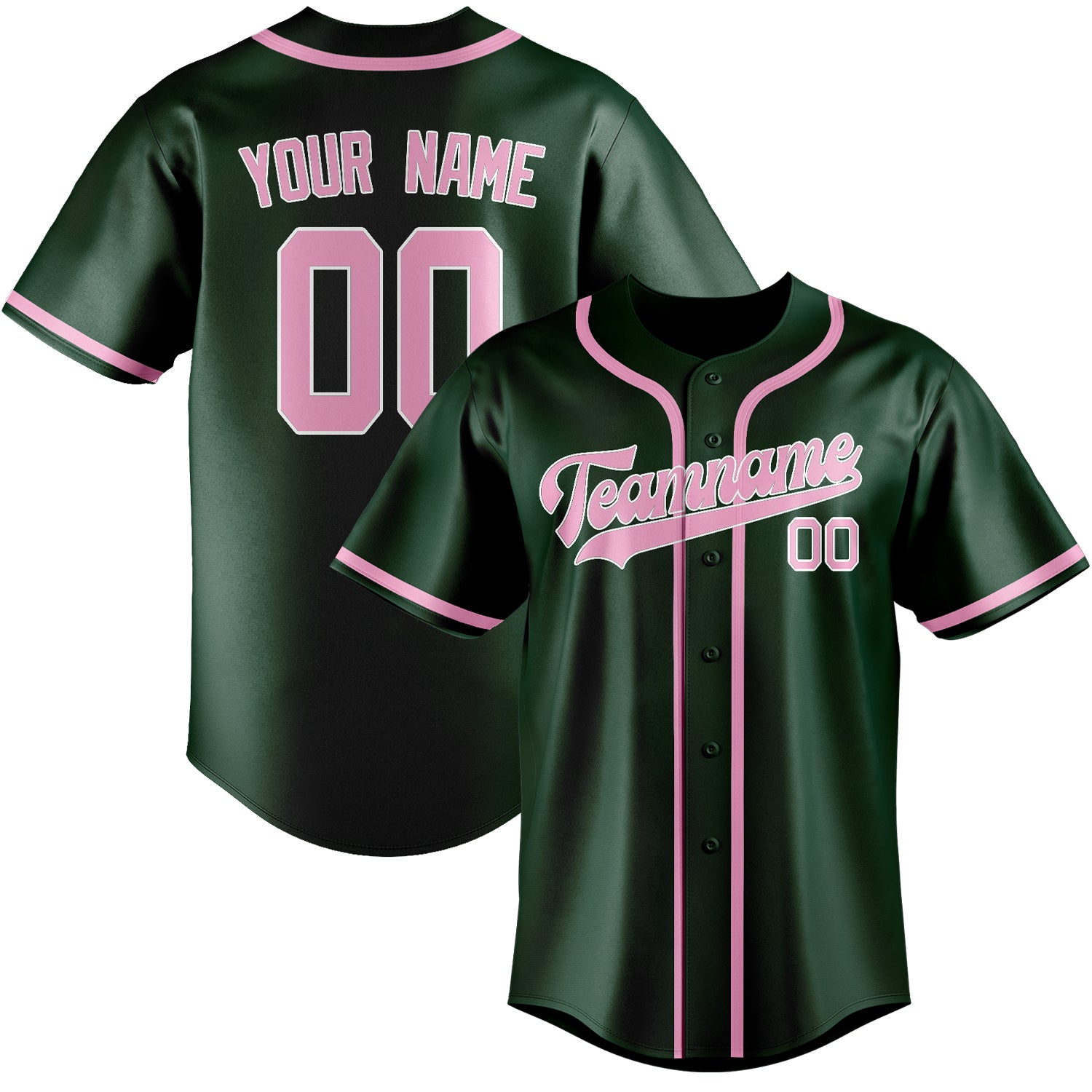 Custom Green Light Pink Baseball Jersey