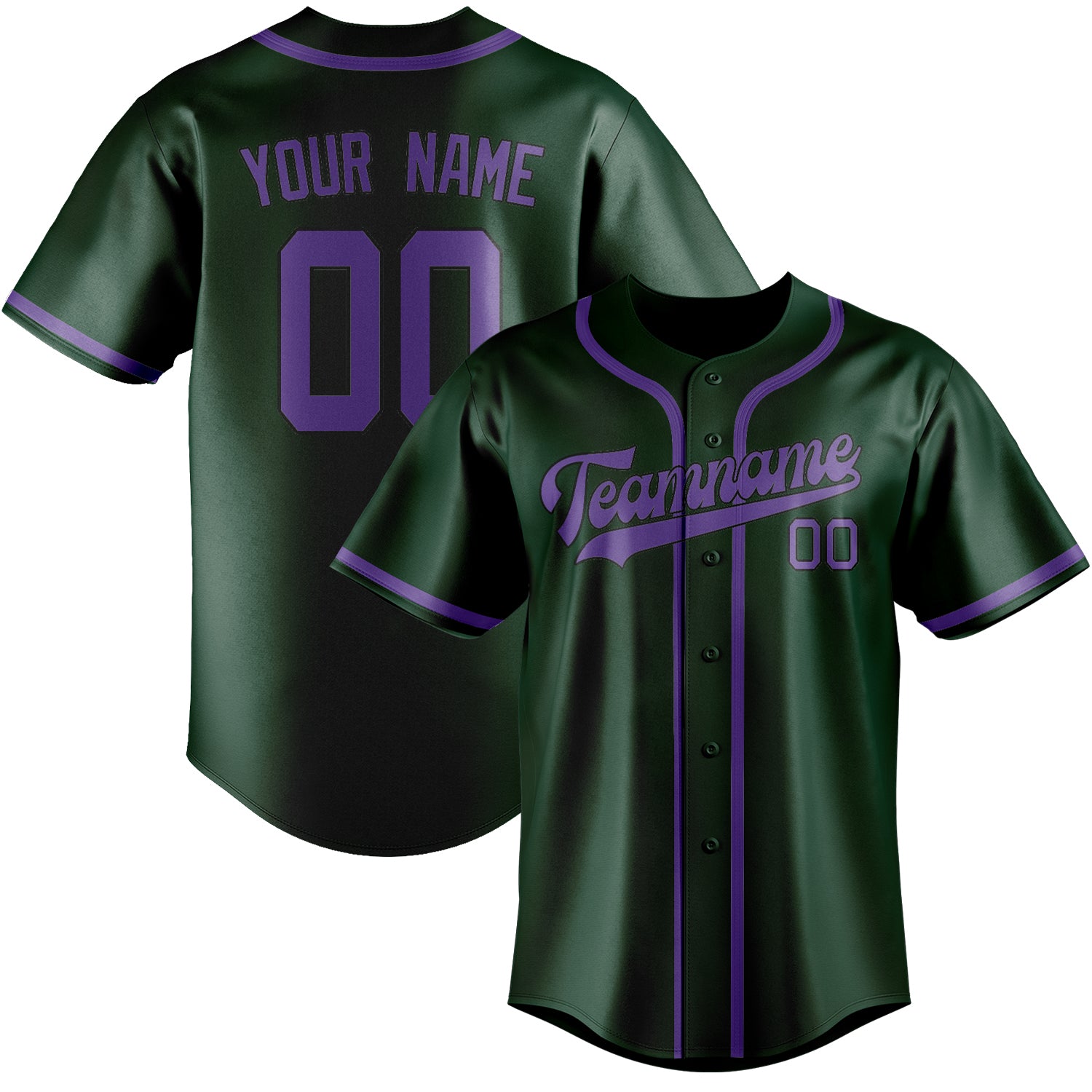 Custom Green Light Purple Baseball Jersey