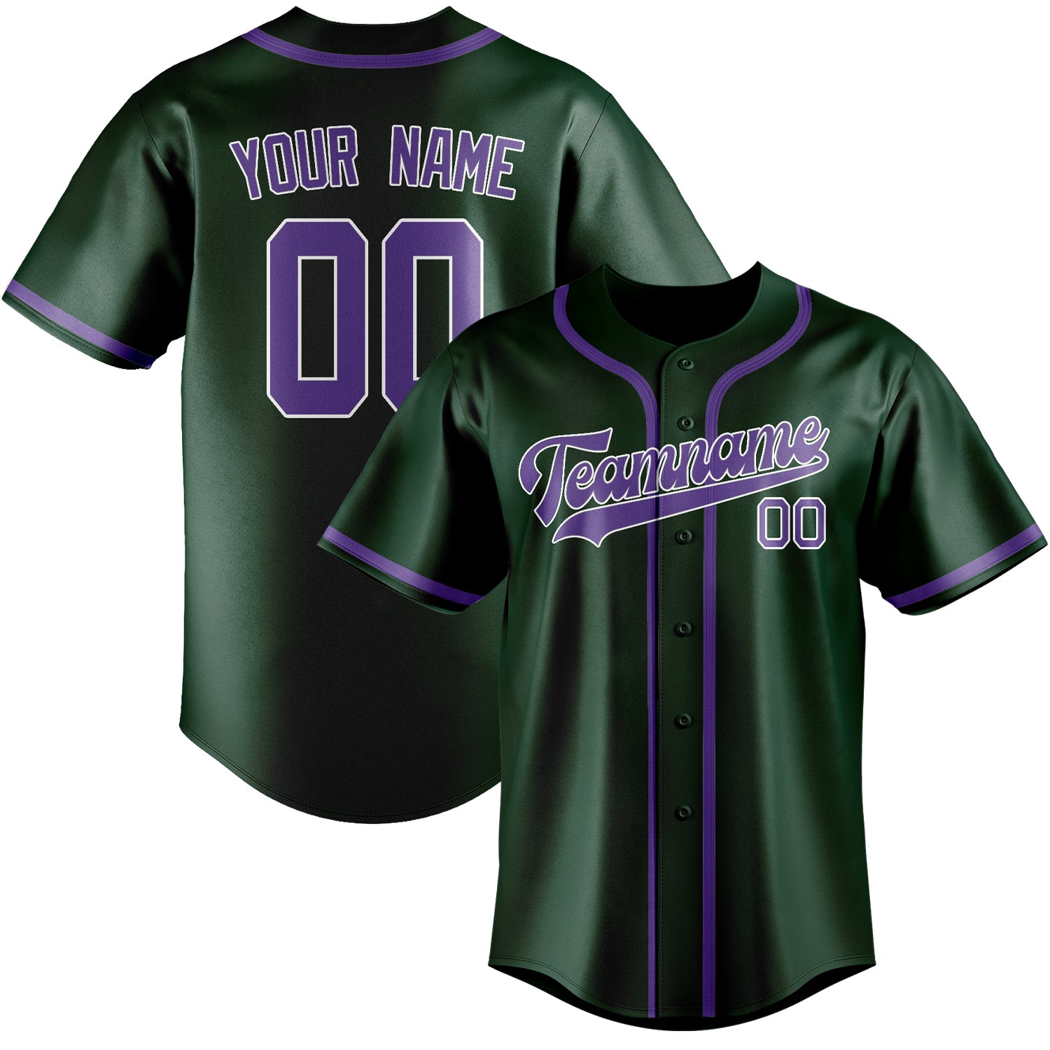 Custom Green Light Purple Baseball Jersey