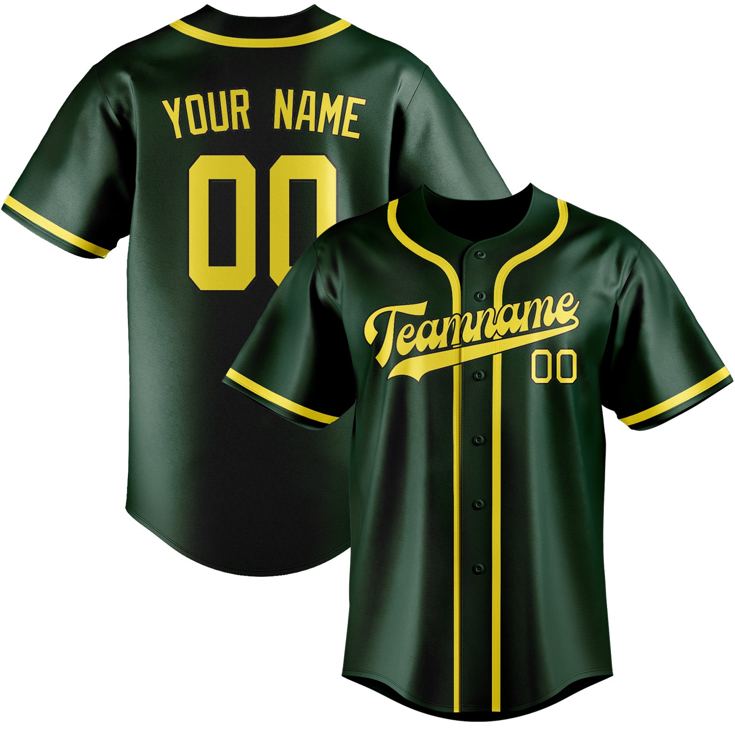 Custom Green Light Yellow Baseball Jersey