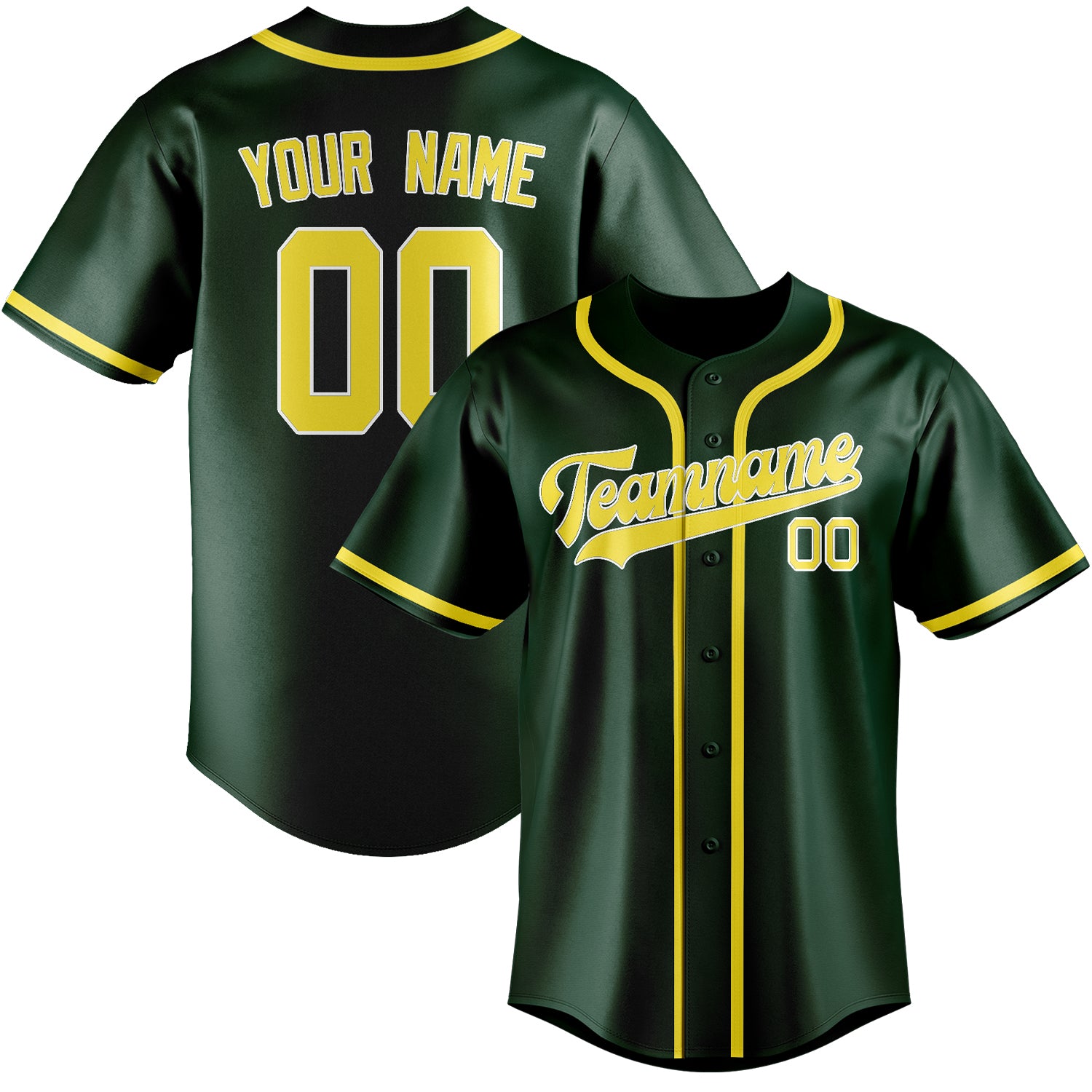 Custom Green Light Yellow Baseball Jersey