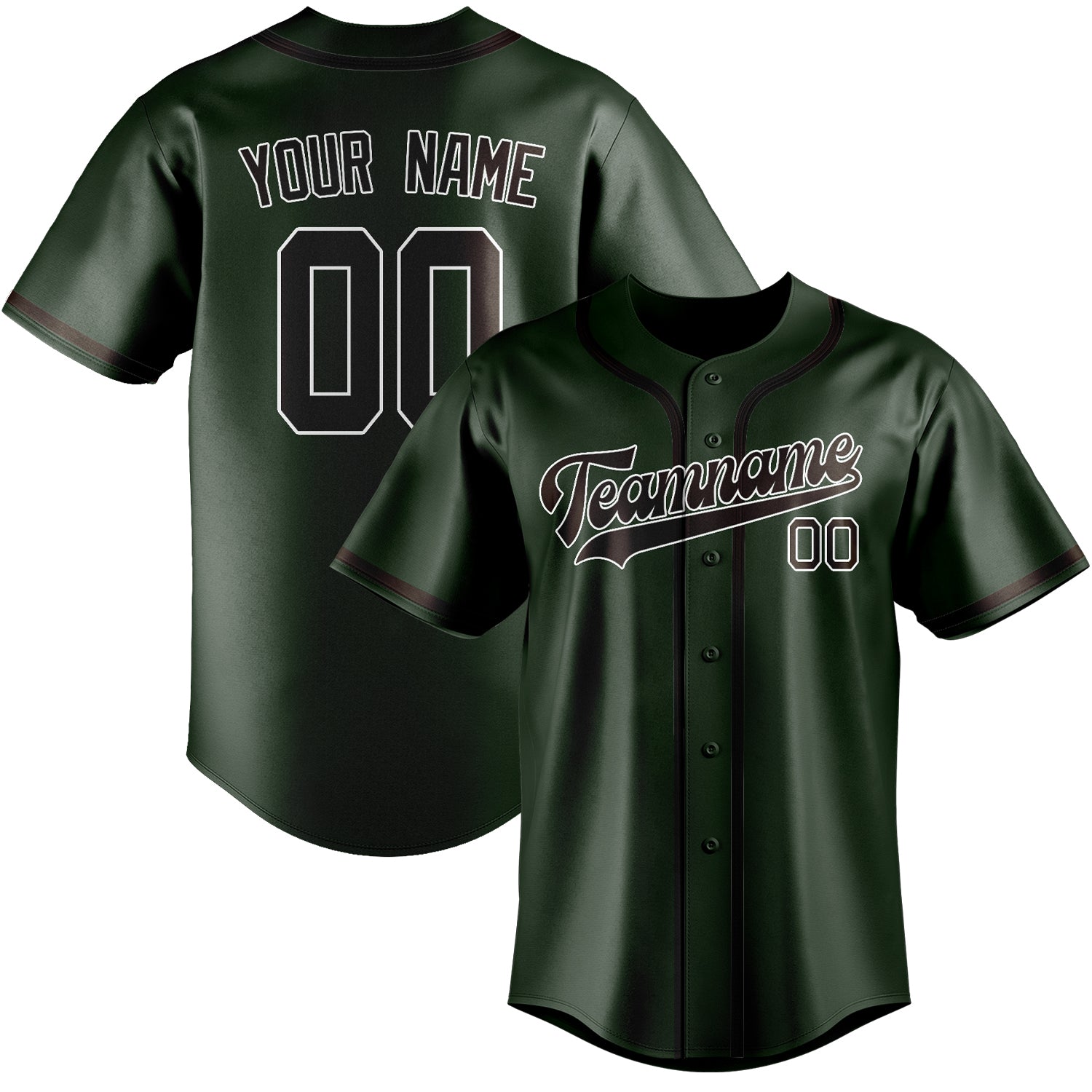 Custom Dark Green Brown Baseball Jersey