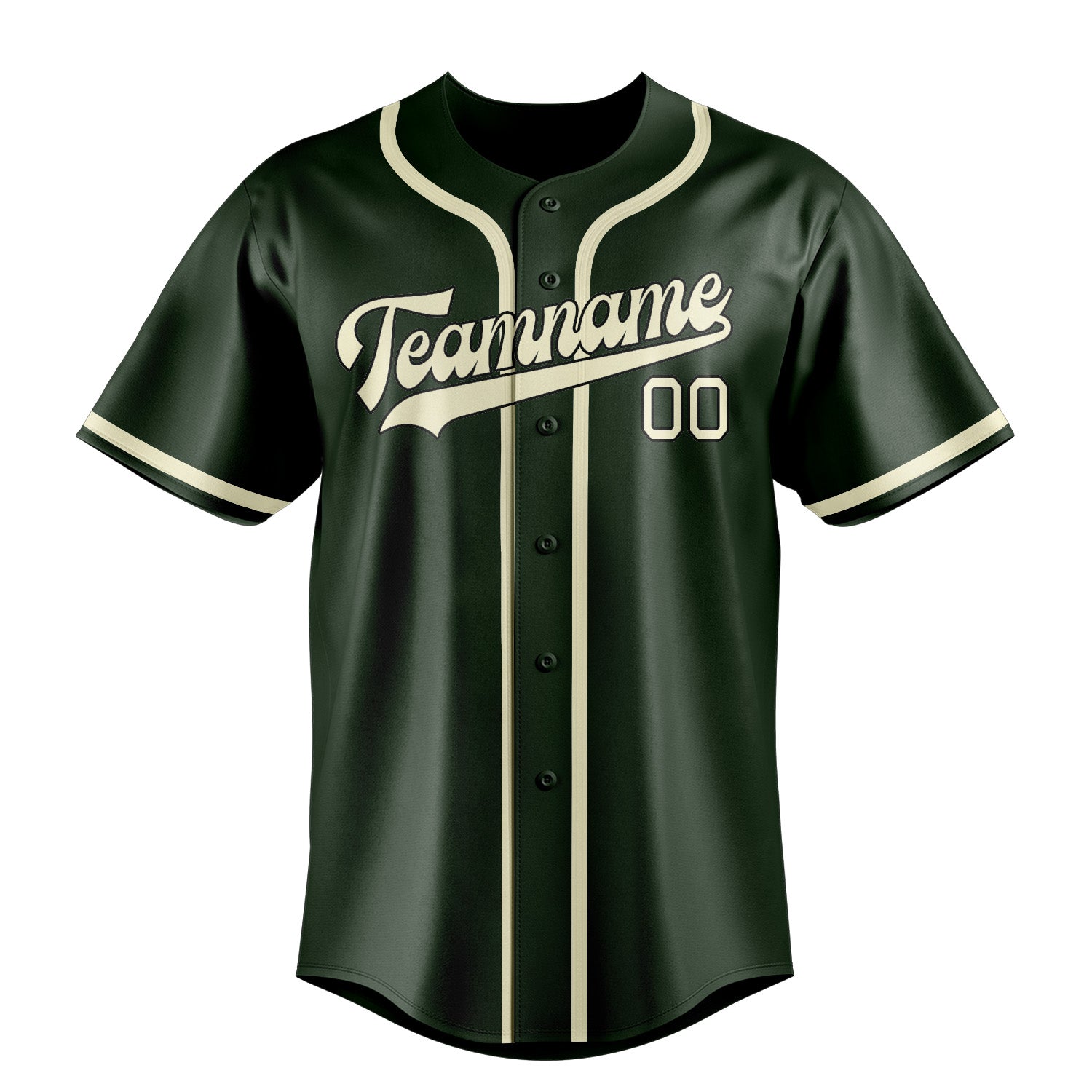 Custom Dark Green Cream Baseball Jersey
