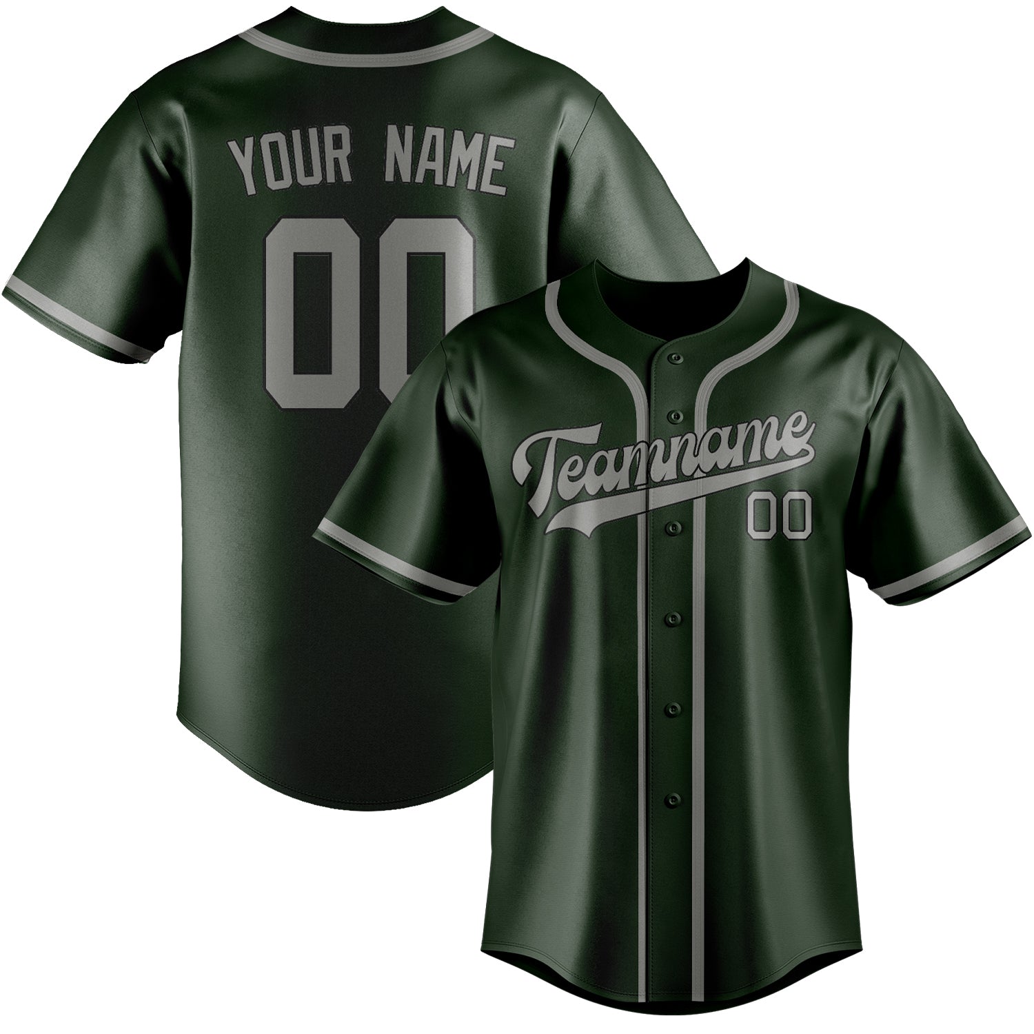 Custom Dark Green Gray Baseball Jersey