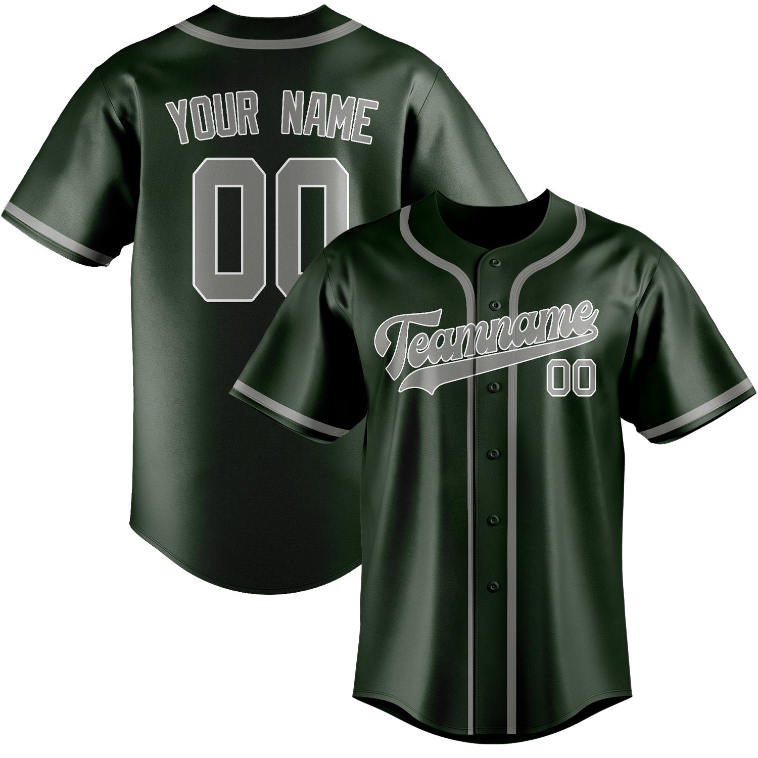 Custom Dark Green Gray Baseball Jersey