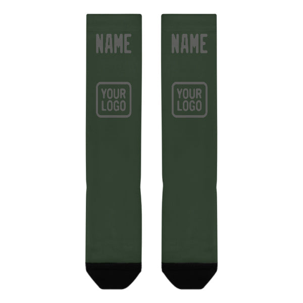 Custom Dark Green Dark Grey Knee-High Sock