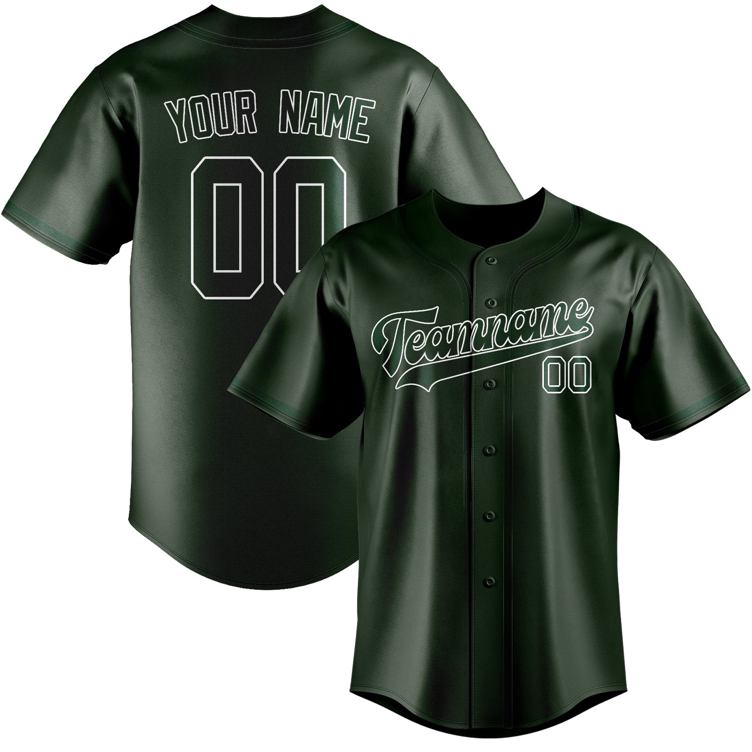 Custom Dark Green Green Baseball Jersey