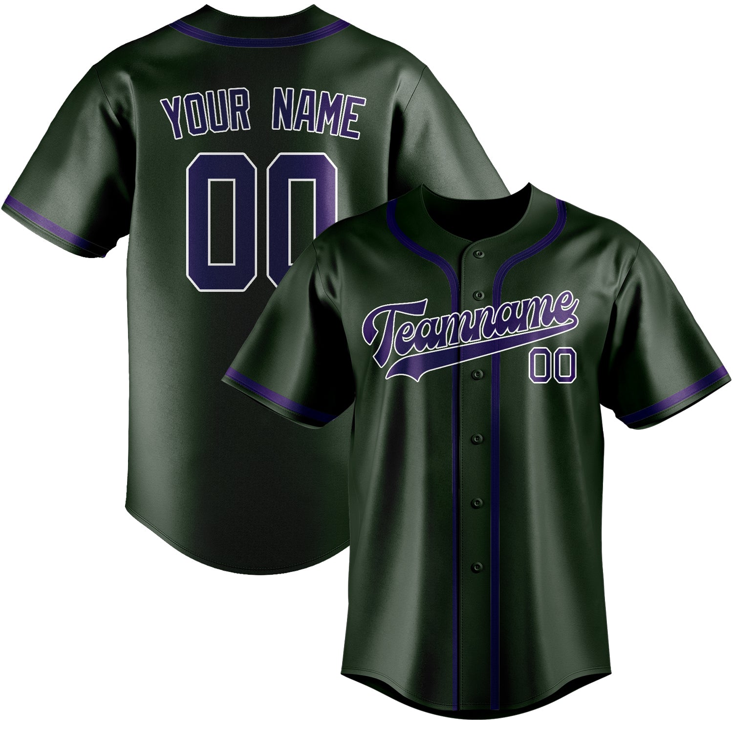 Custom Dark Green Purple Baseball Jersey