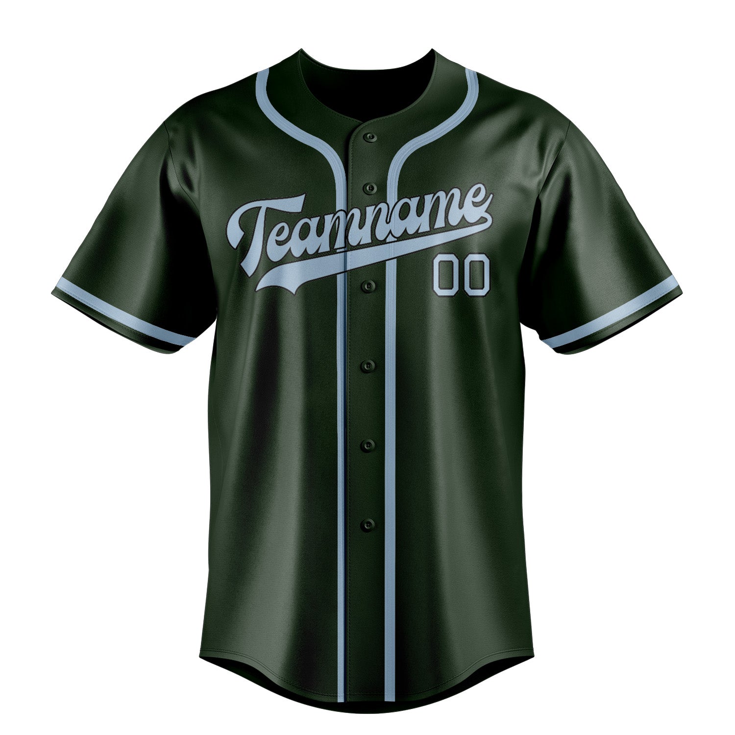 Custom Dark Green Light Blue Baseball Jersey