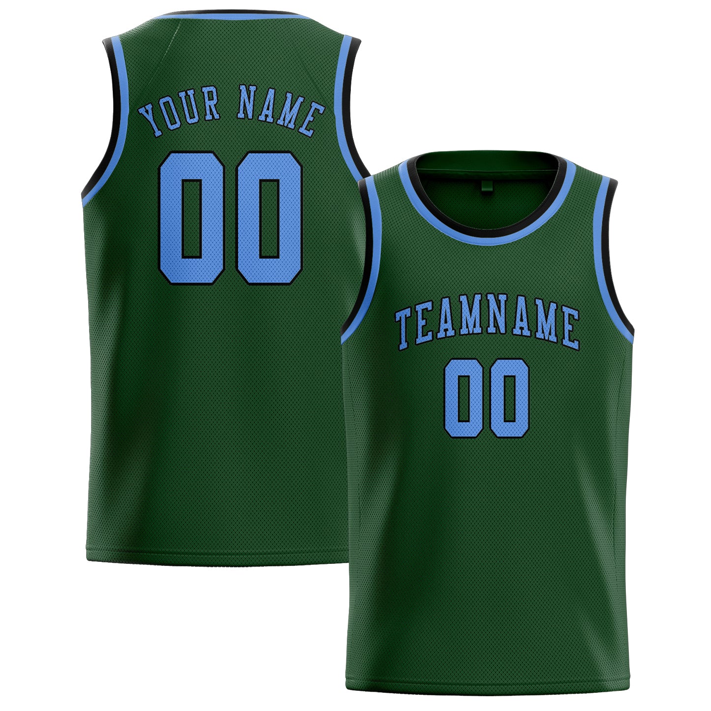 Custom Dark Green Light Blue Basketball Jersey