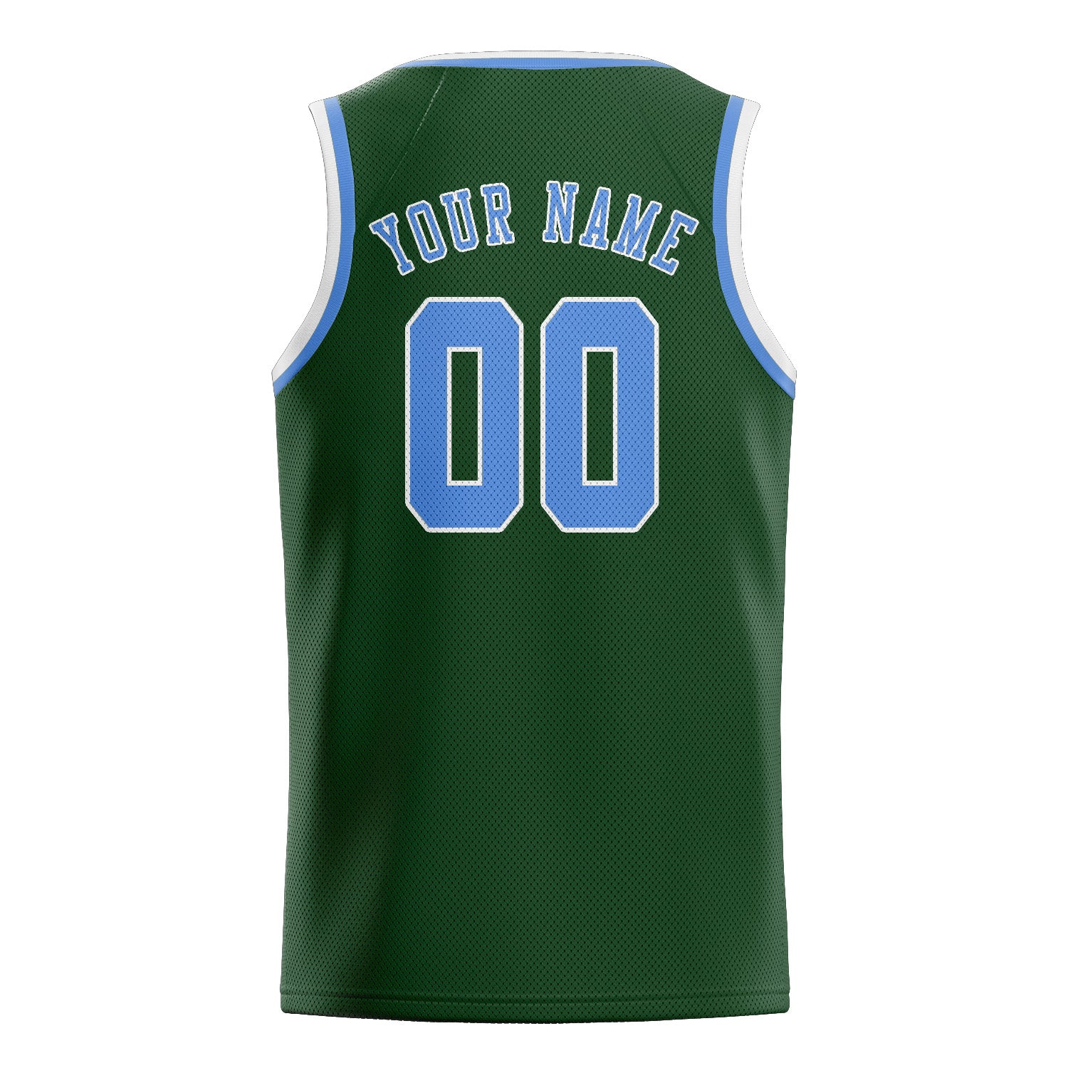 Custom Dark Green Light Blue Basketball Jersey