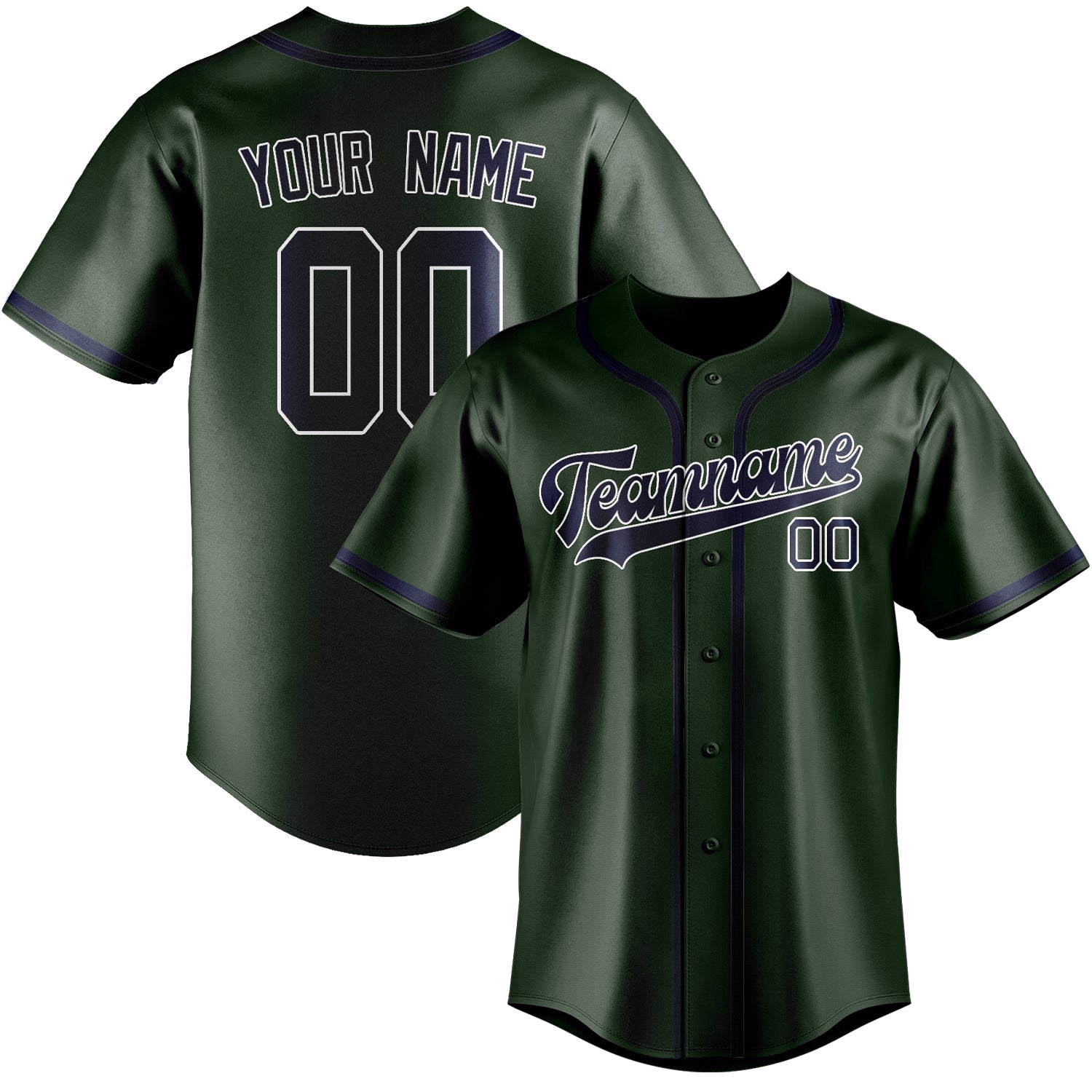 Custom Dark Green Blue Baseball Jersey