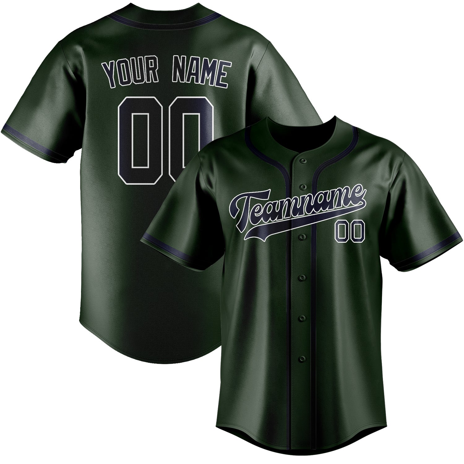 Custom Dark Green Navy Baseball Jersey