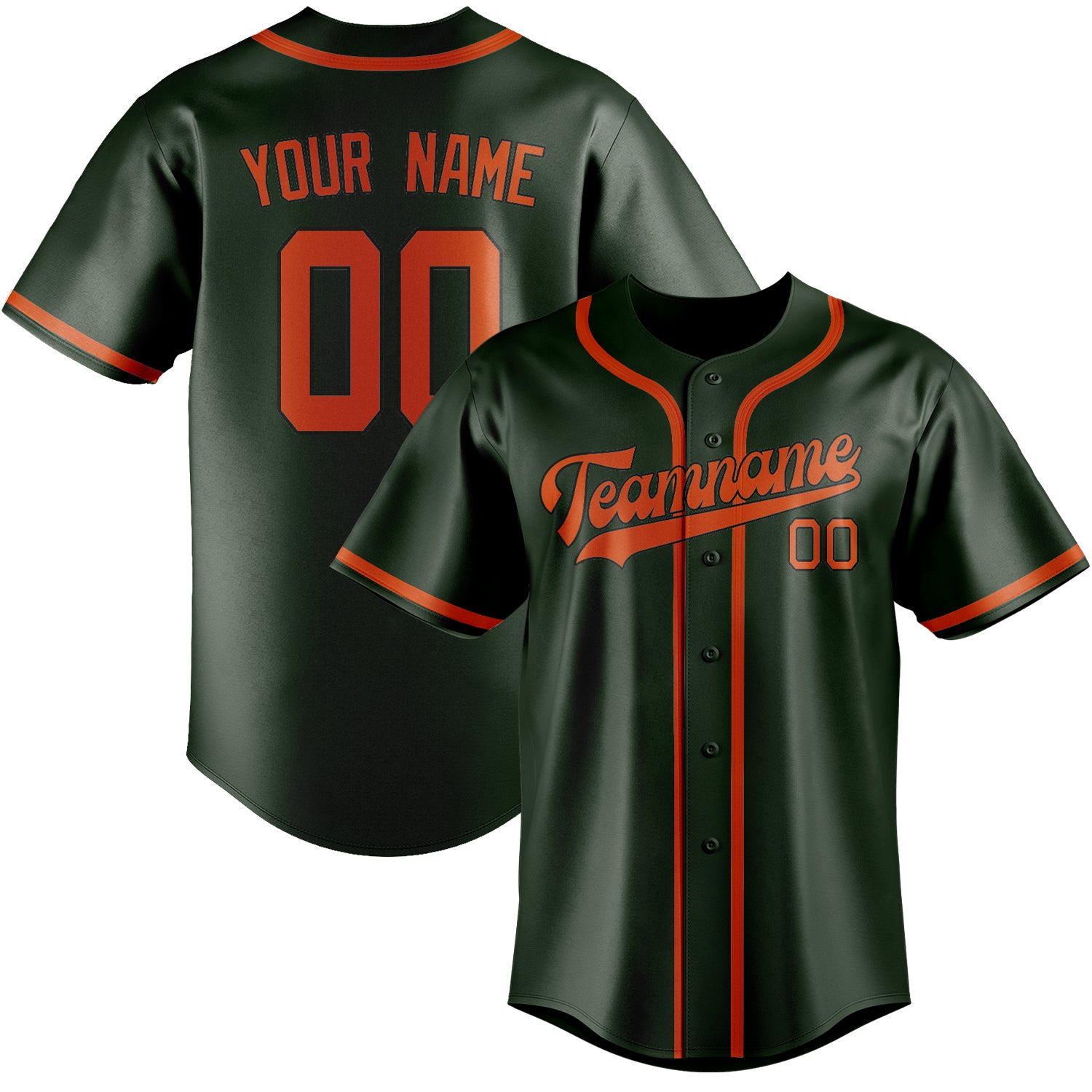 Custom Dark Green Orange Red Baseball Jersey