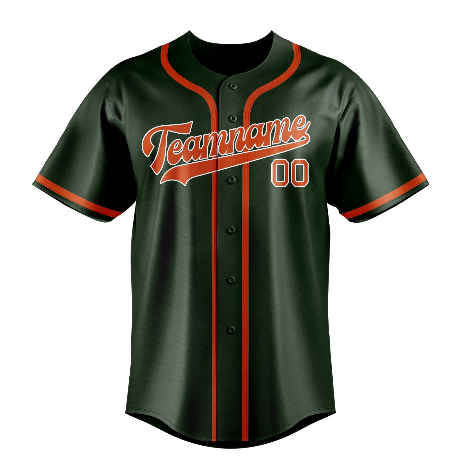 Custom Dark Green Orange Red Baseball Jersey