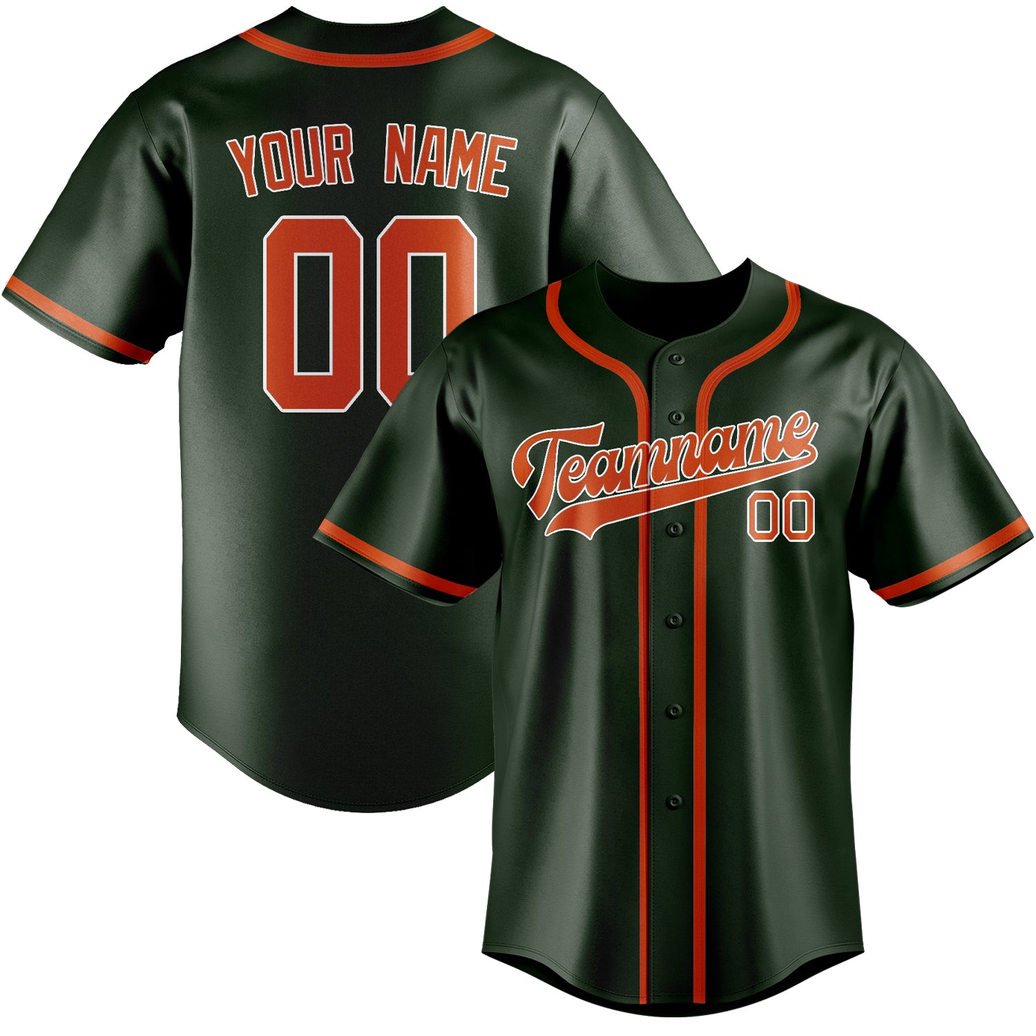 Custom Dark Green Orange Red Baseball Jersey