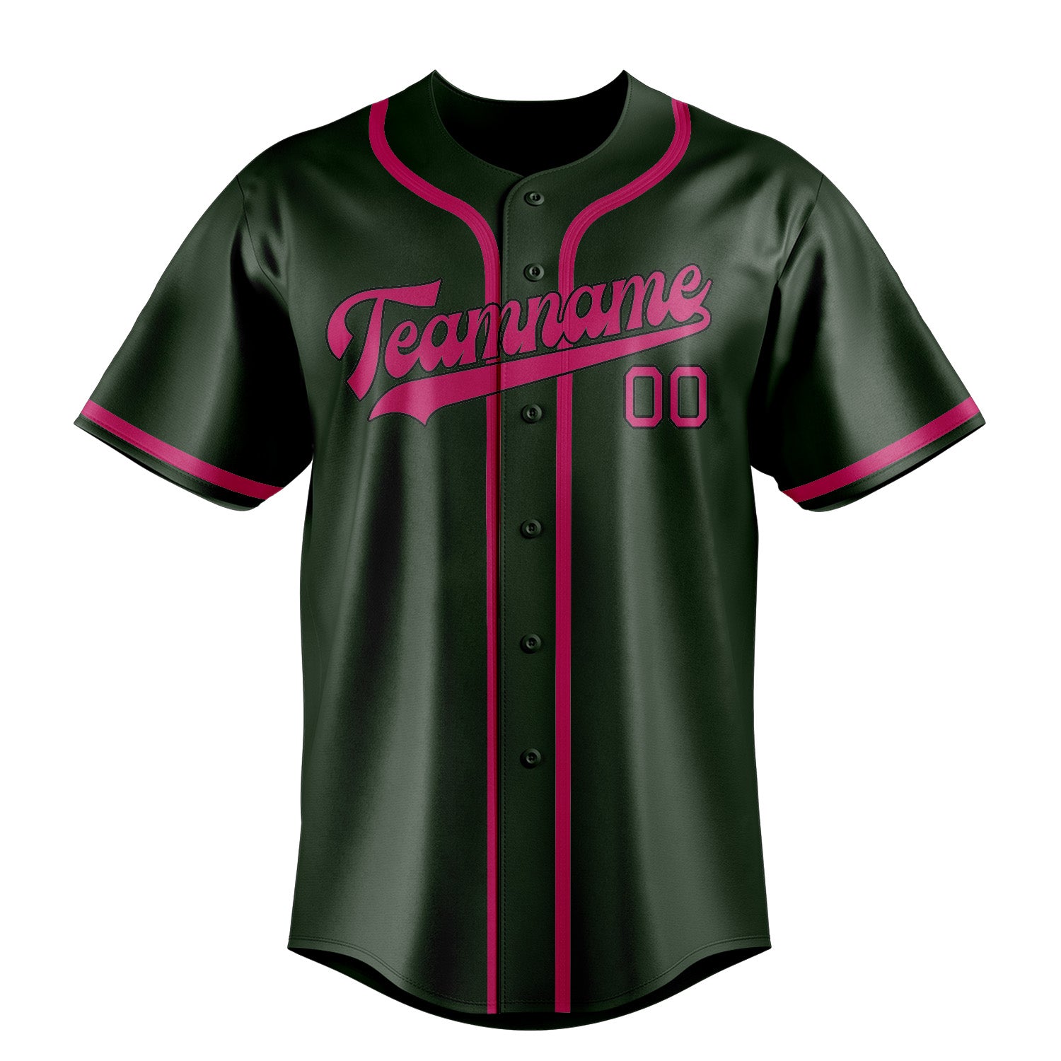 Custom Dark Green Pink Baseball Jersey