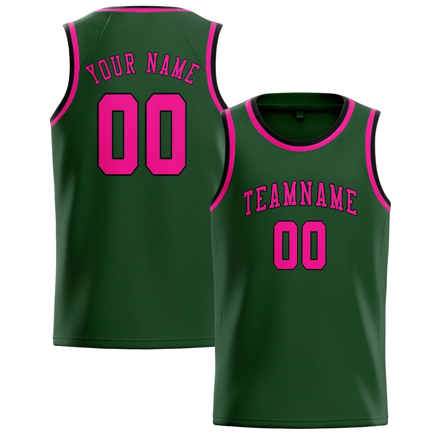 Custom Dark Green Pink Basketball Jersey
