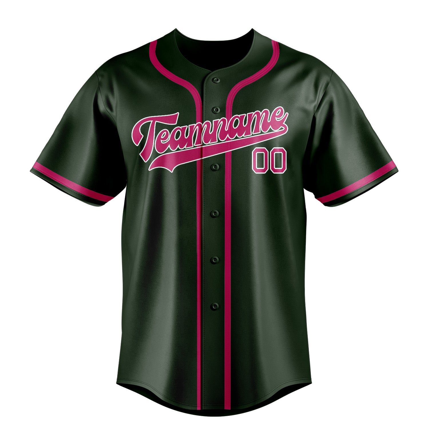 Custom Dark Green Pink Baseball Jersey