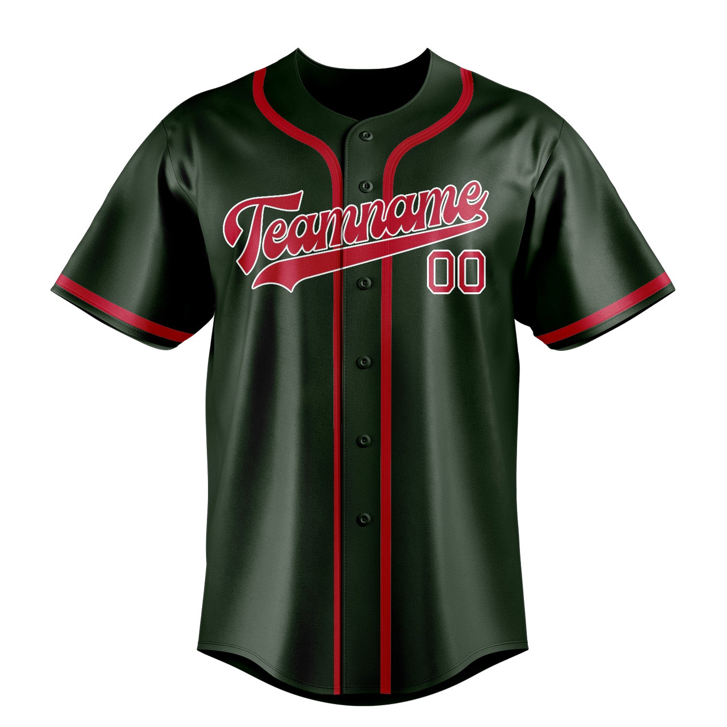 Custom Dark Green Red Baseball Jersey