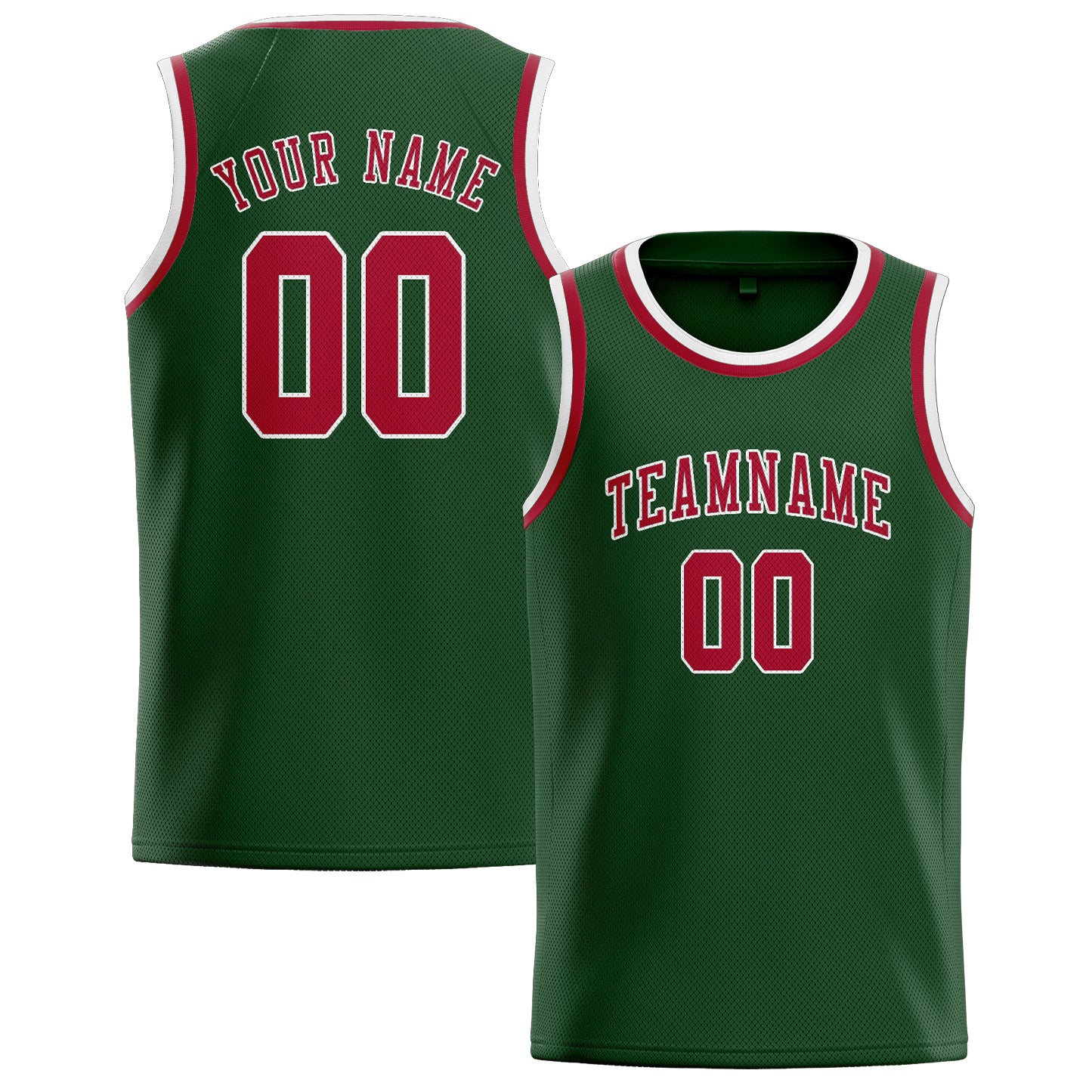 Custom Dark Green Red Basketball Jersey