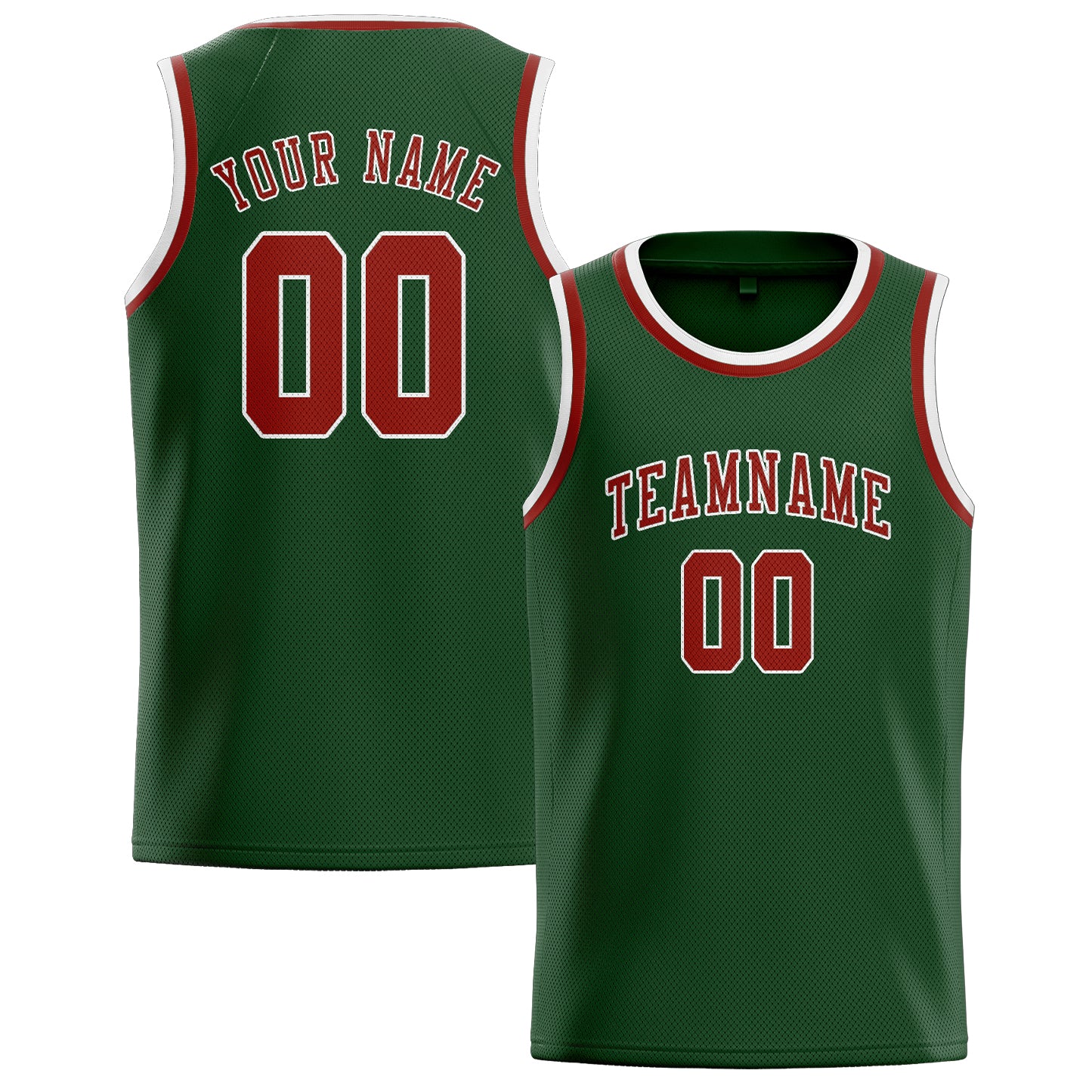 Custom Dark Green Coral Red Basketball Jersey