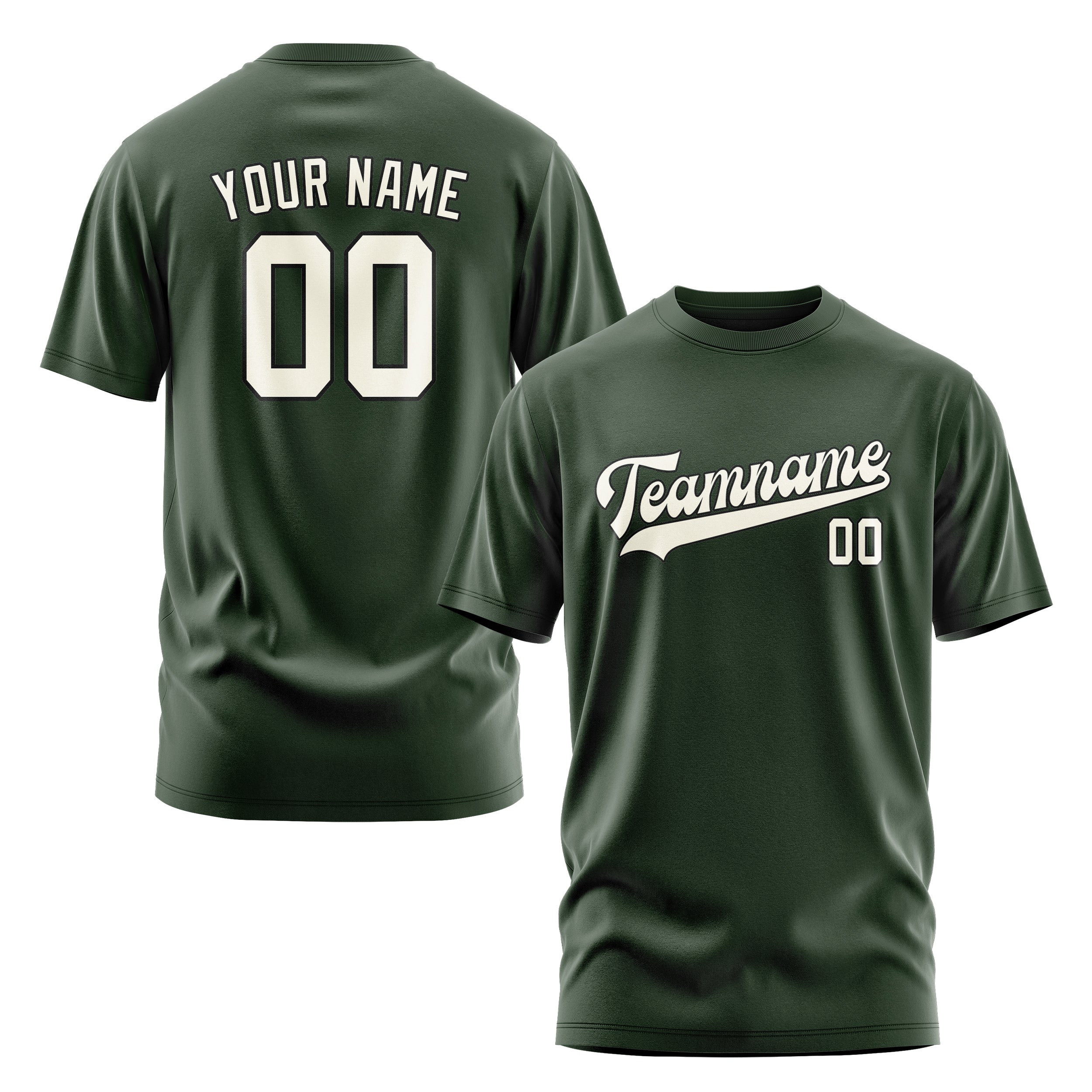 Custom Dark Green Cream T-Shirt