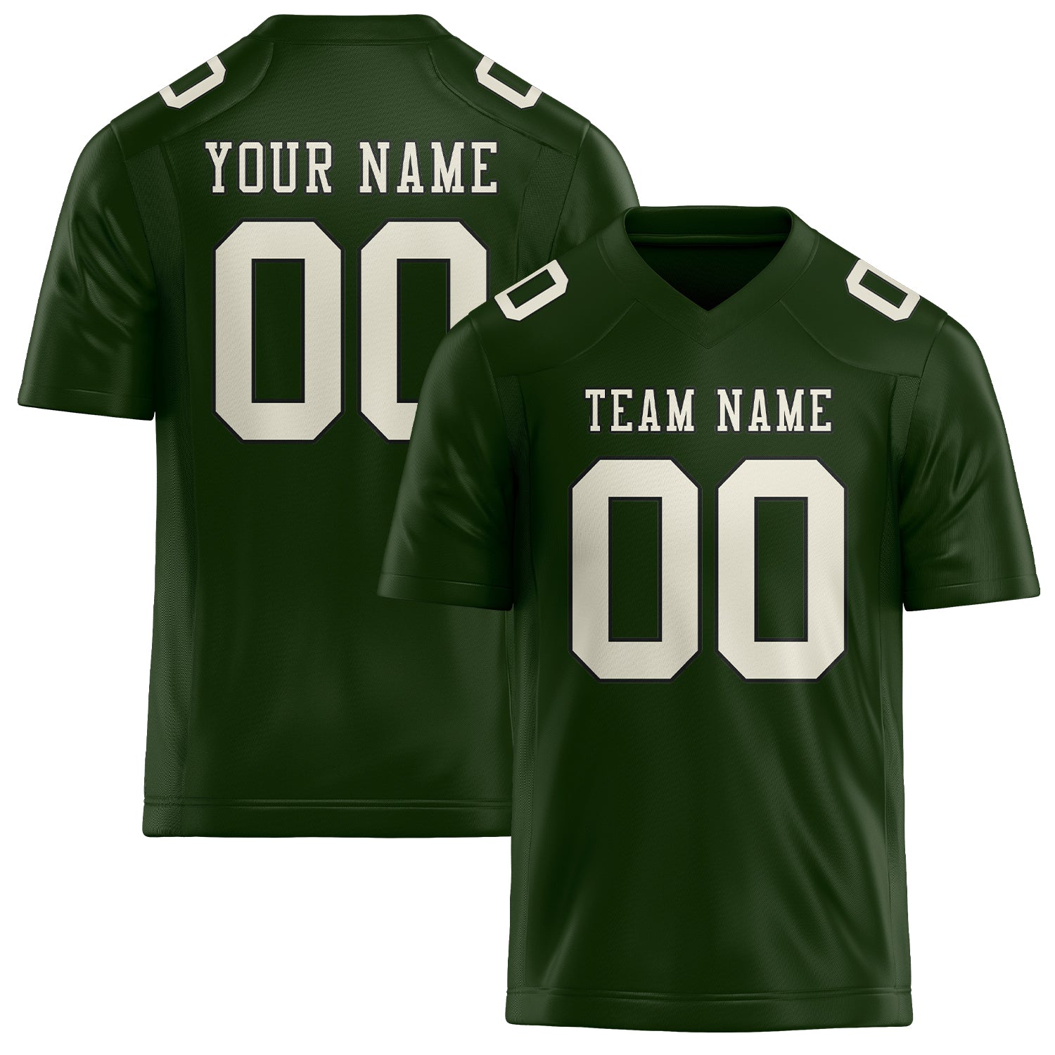 Custom Dark Green Cream Football Jersey