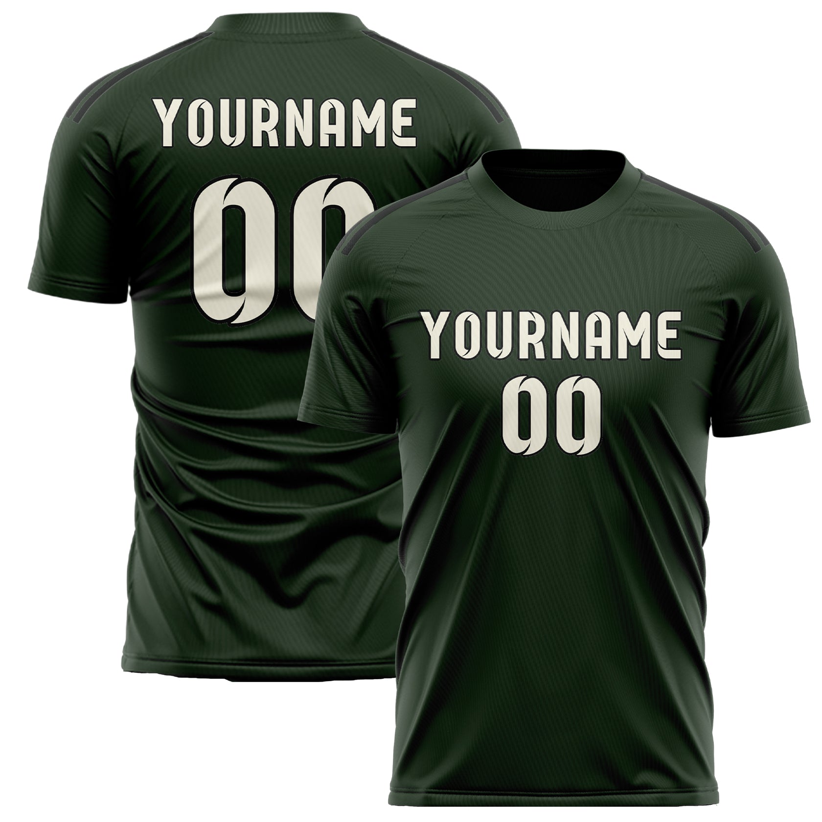 Custom Dark Green Cream Soccer Jersey