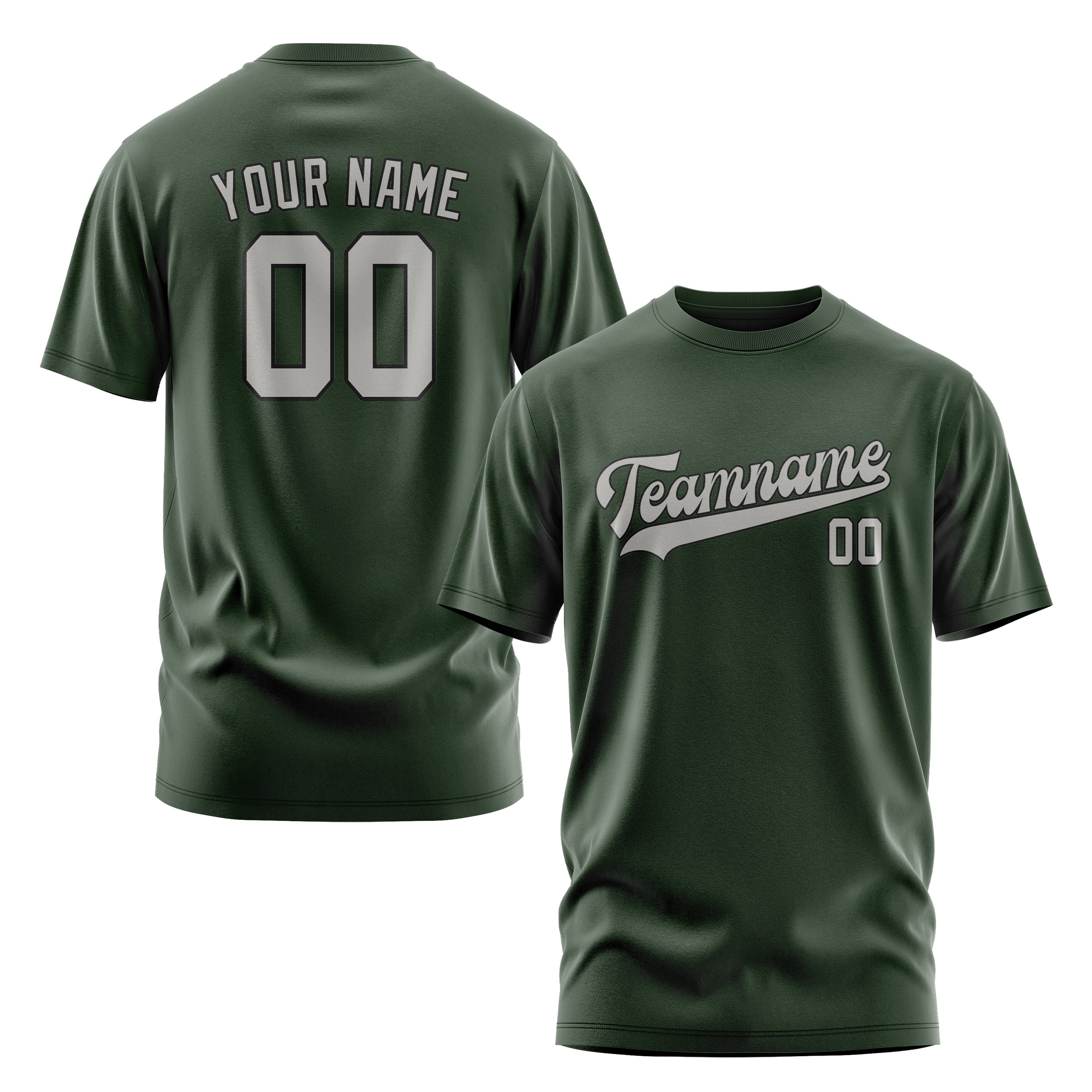 Custom Dark Green Gray T-Shirt