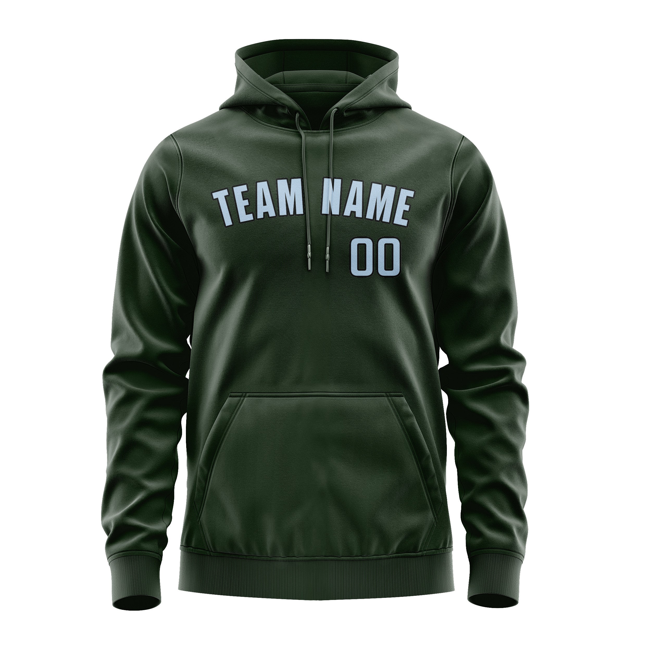 Custom Dark Green Light Blue Hoodie