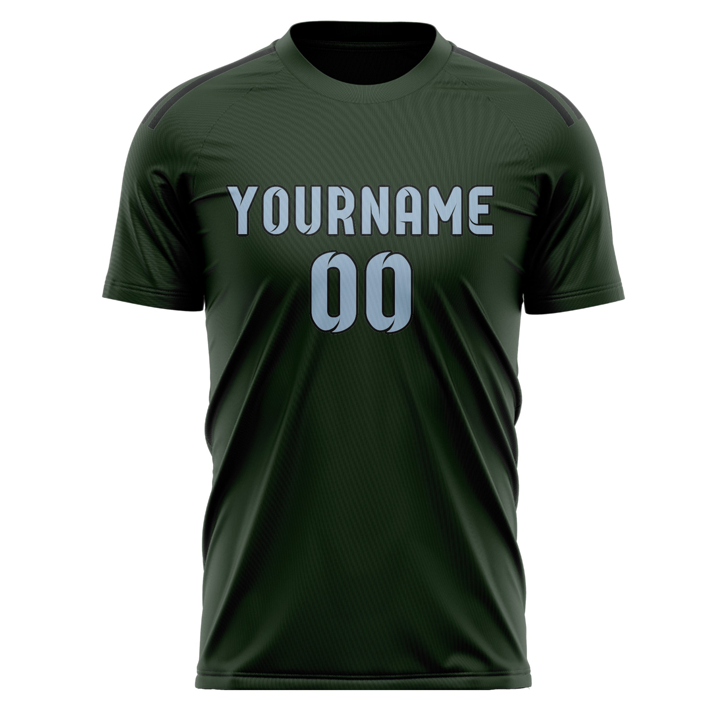 Custom Dark Green Light Blue Soccer Jersey