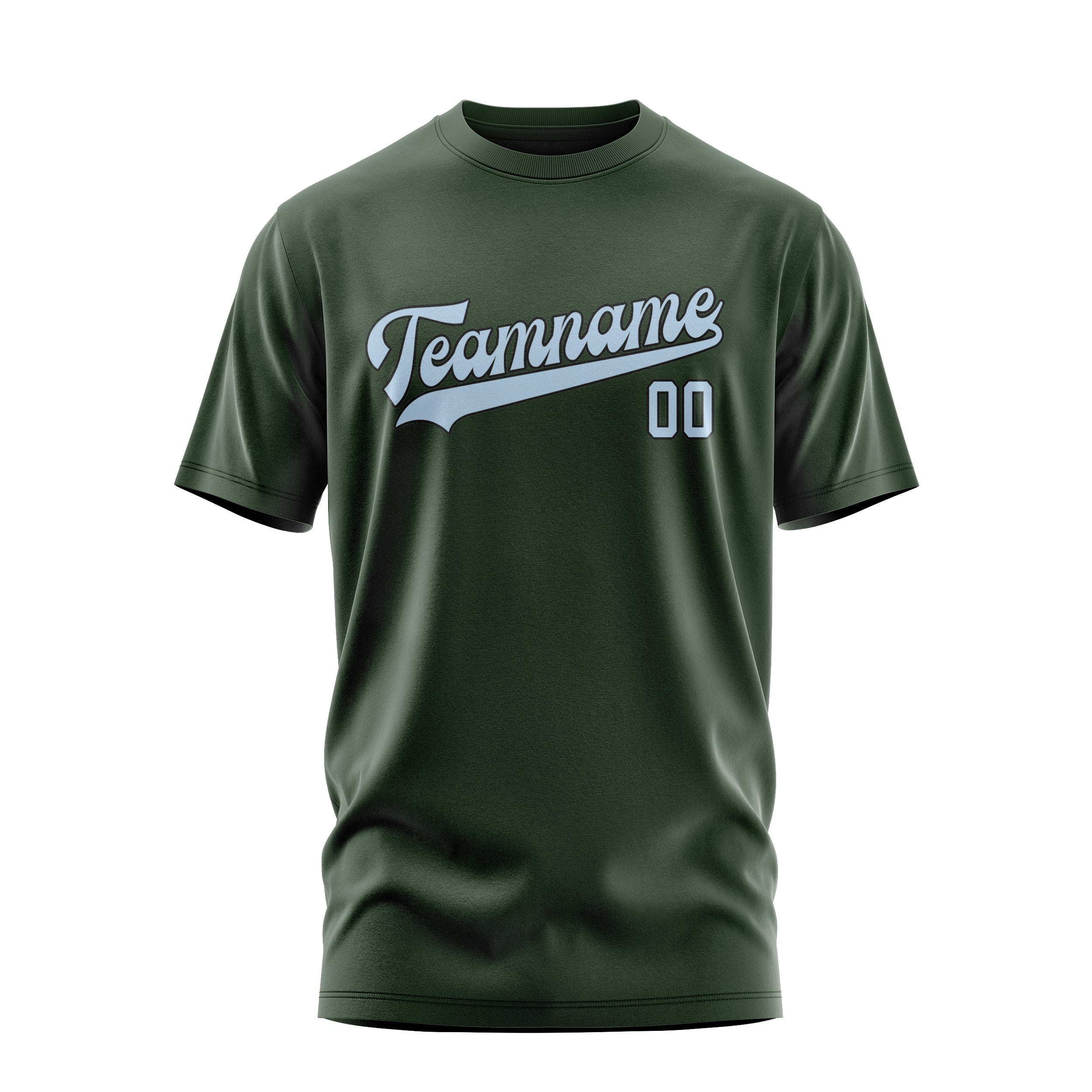 Custom Dark Green Light Blue T-Shirt